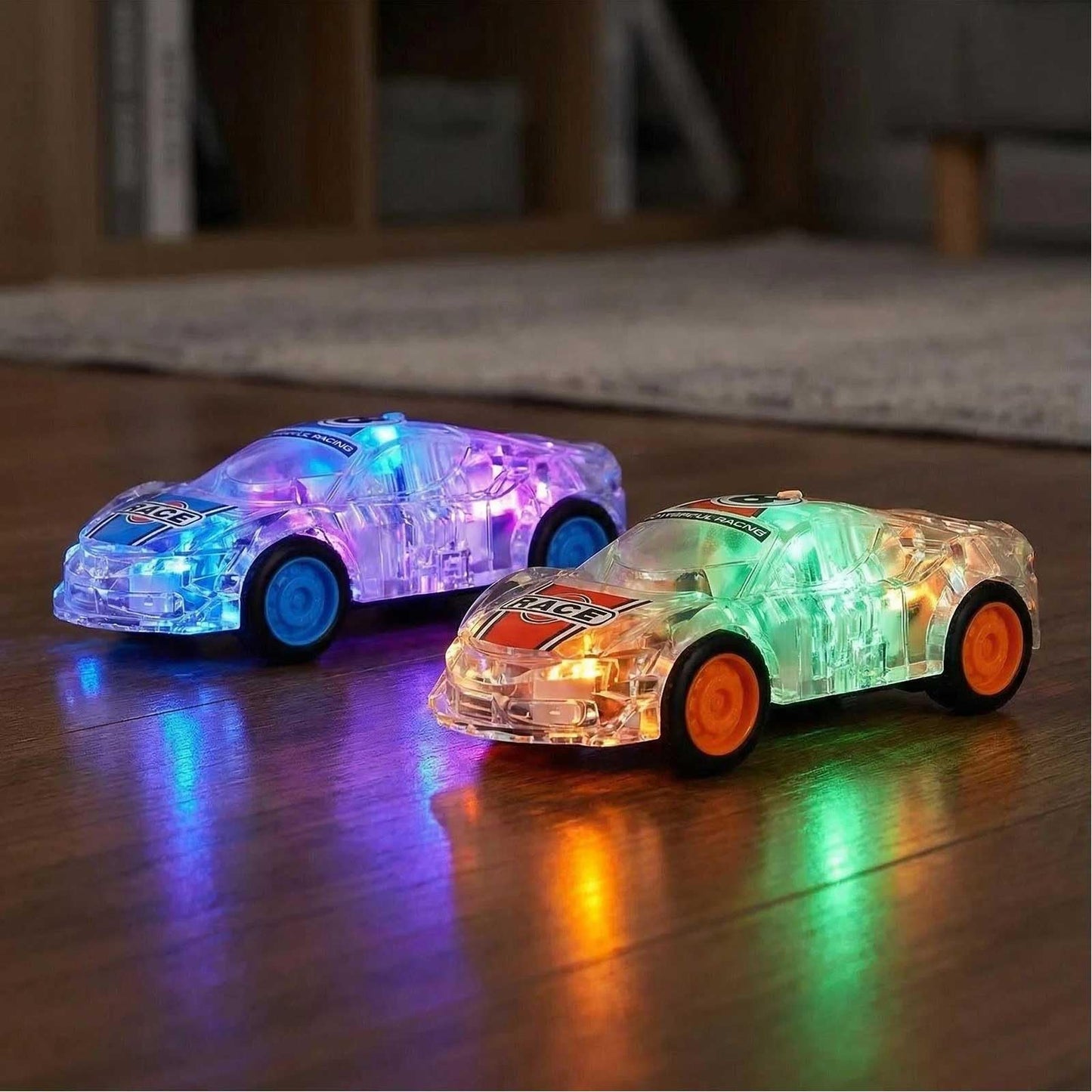 LIDI 2 Pack LED Ligh Up Pull Back Cars Toys, Light up Race Car, Age 3+ Kids Boys and Girls Birthday Gifts