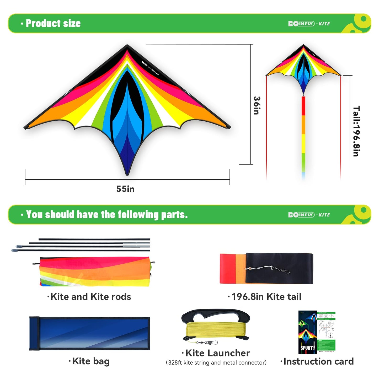 Doinfly Triangular-Shaped Kite - Easy to Control, with an Eye-catching Design, it is Perfect for Outdoor Entertainment and Suitable for Beginners to use. (Charger Delta Kite -Rainbow, 1.4m)