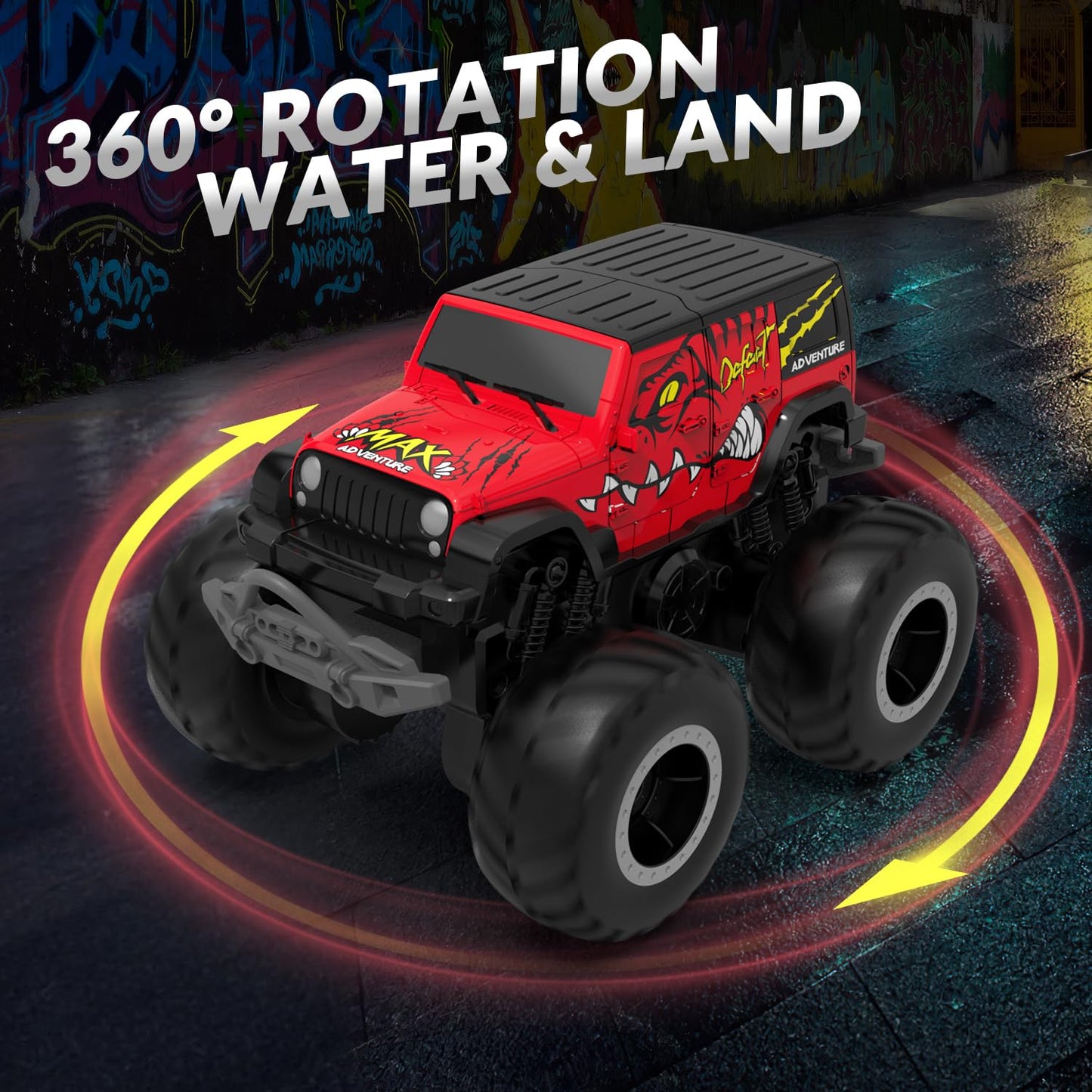 STEMTRON Amphibious Remote Control Car 2.4GHz 1:20 All Terrain Off-Road RC Car Remote Control Boat Gifts for Kids Boys Red