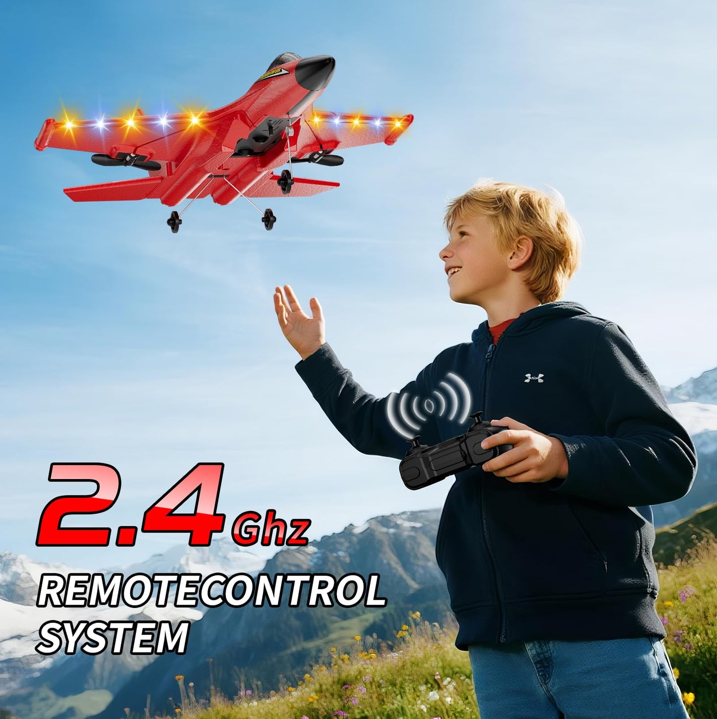 Foam RC Plane Toys with 3 Batteries, Remote Control Airplane RC Jet Helicopter Drone Plane for Kids Adults, Easy to Fly RC Fighter, Remote Control Aircraft with Automatic Balance Gyro for Adult Kids