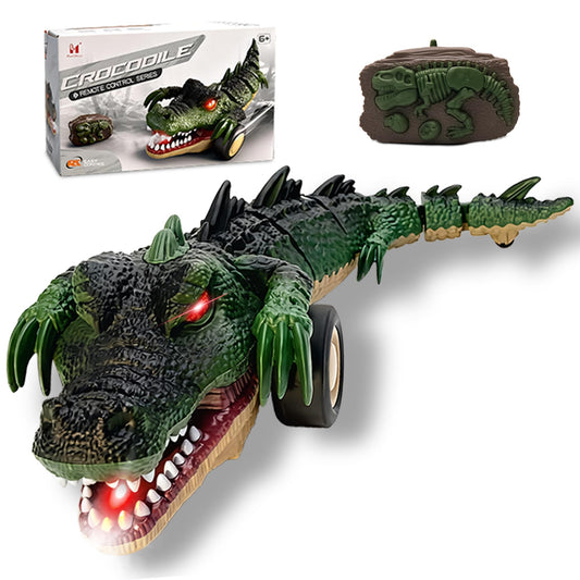LEFEI Remote Control Crocodile Car Toy,2.4Ghz RC Toy Cars,Boys 3-12 Year Old,360°Rolling Turns & Slides with Lights Cool Outdoor Toys Birthday Gifts Xmas Gifts (Green)
