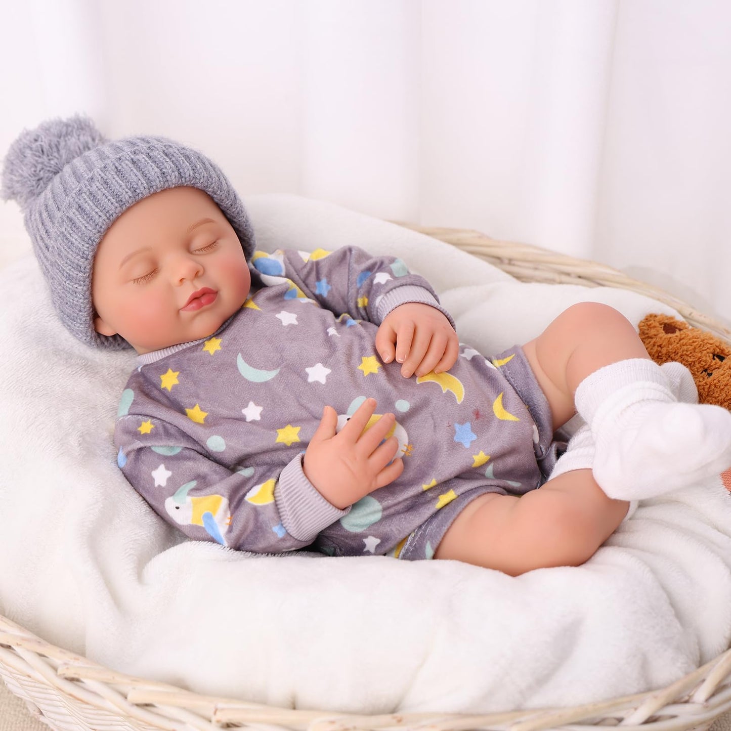 BABESIDE Reborn Baby Dolls - 20 Inch Cute Soft Vinyl Realistic Sleeping Baby Doll, Poseable Real Life Newborn Dolls with Complete Accessories for 3+ Years Old Gifts