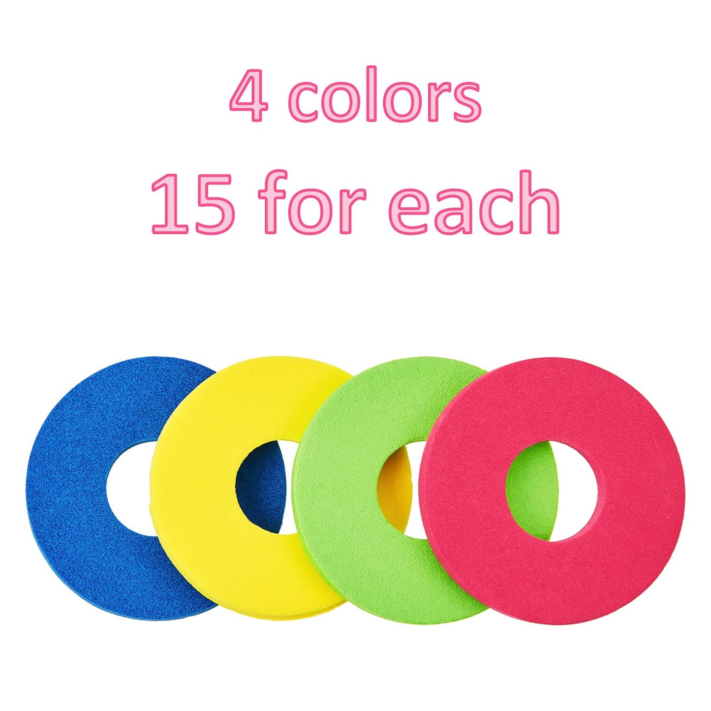 60 Pcs Foam Disc Shooter Flying Foam Disc Toy for Remote Control Robot Toy, Red, Blue, Yellow, Green