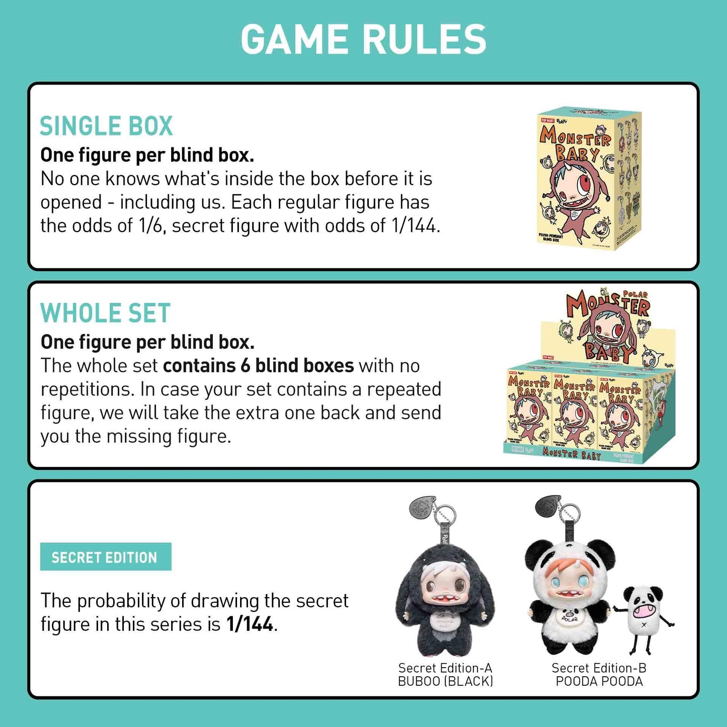 POP MART POLAR-Monster Baby Collection Series Plush Pendant Ver.1 Blind Box, Collectible Toys Decorations, Holiday Birthday Gifts for Girls and Boys, Whole Set
