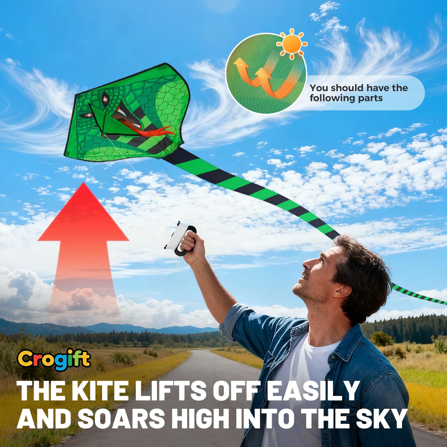 3 Pack Large Kites - Dragon Snake Delta Kites Easy to Fly for Adults Kids Beach Park Outdoor Game Activities, Gifts for Easter Festival Birthday