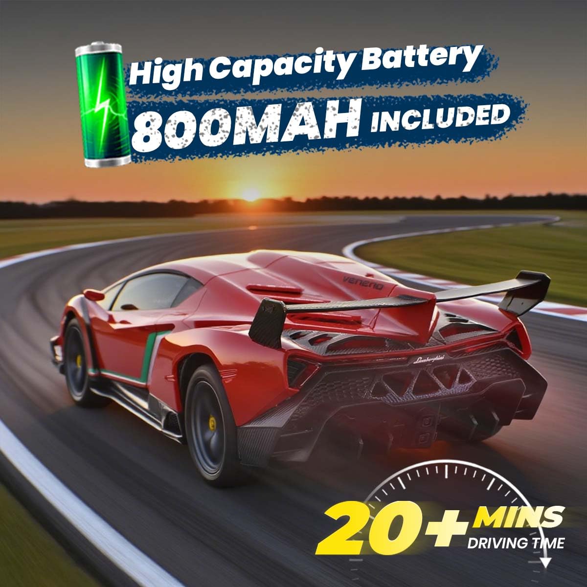 QUN XING Remote Control Car 1:24 Officially Licensed Lambo veneno RC Drift Car with LED Lights 2.4GHz 4WD 15KM/H Fast Speed Control Rechargeable Battery 800mah Birthday for Kids Boys 8-12，red