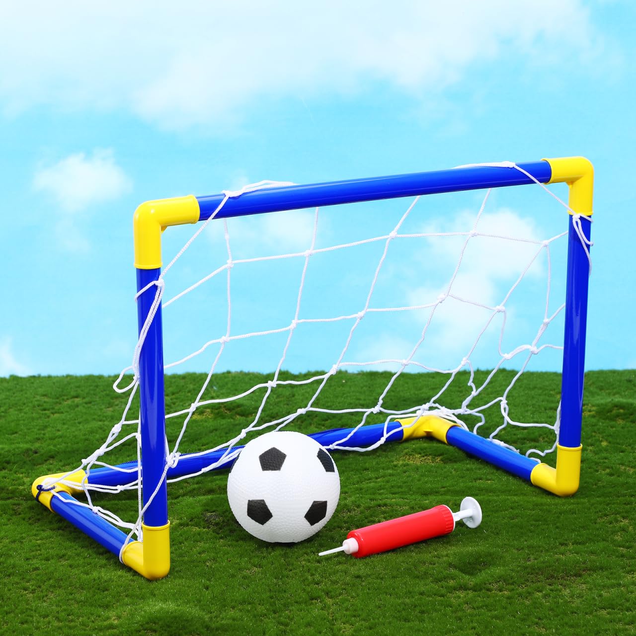 SAFIGLE Soccer Goals for Backyard：Portable Mini Soccer Ball Goals with Ball and Pump - Training Equipment for Kids 3-14 Practice,Outdoor Sports Game 44.7 X 31.8 X 25.2 Cm