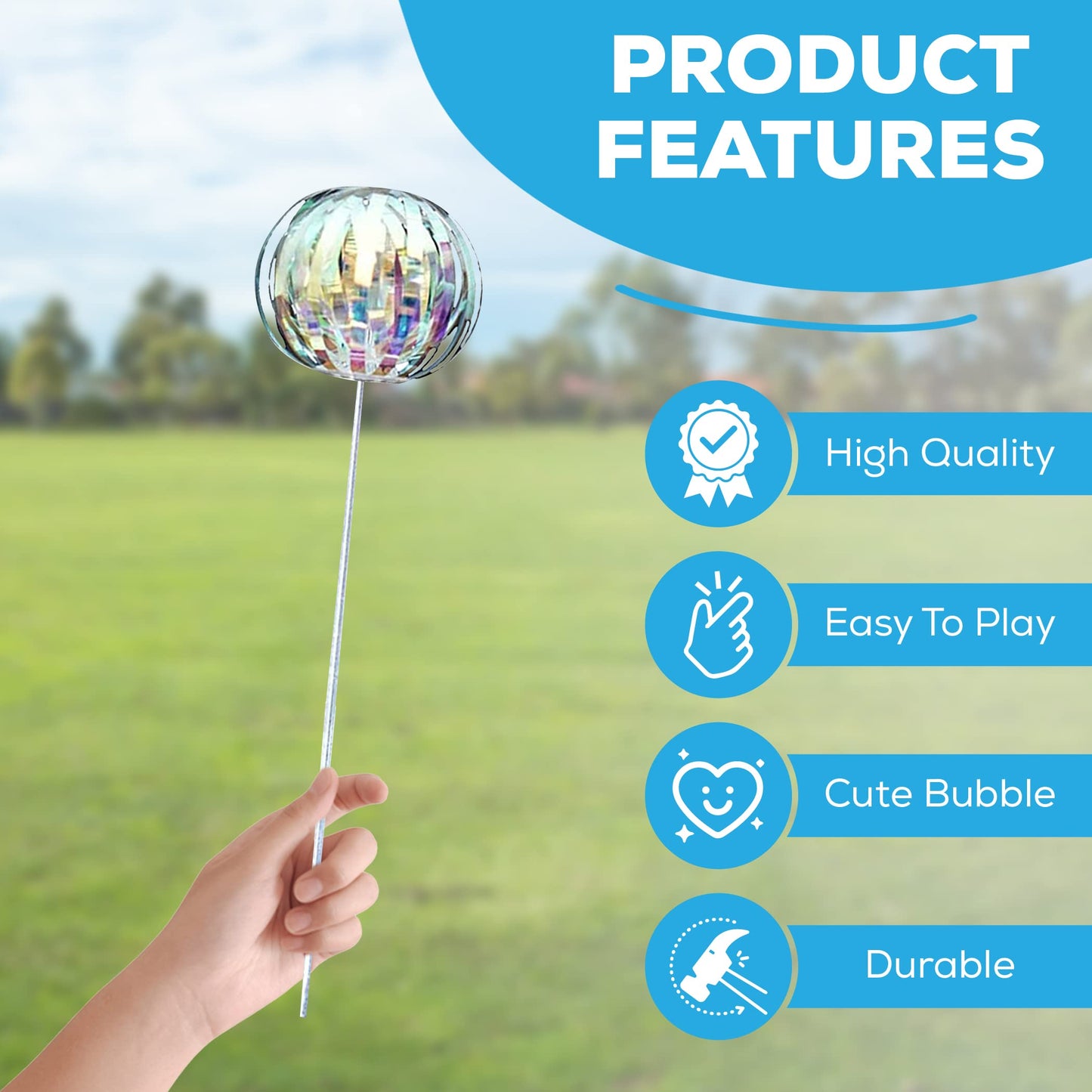 SENSORY4U Rainbow Twirler Stick - 4 Pack - Magic Party Bubble Wand - Spin Twirl Swirl and Dazzle - Fun Addicting Party Favor