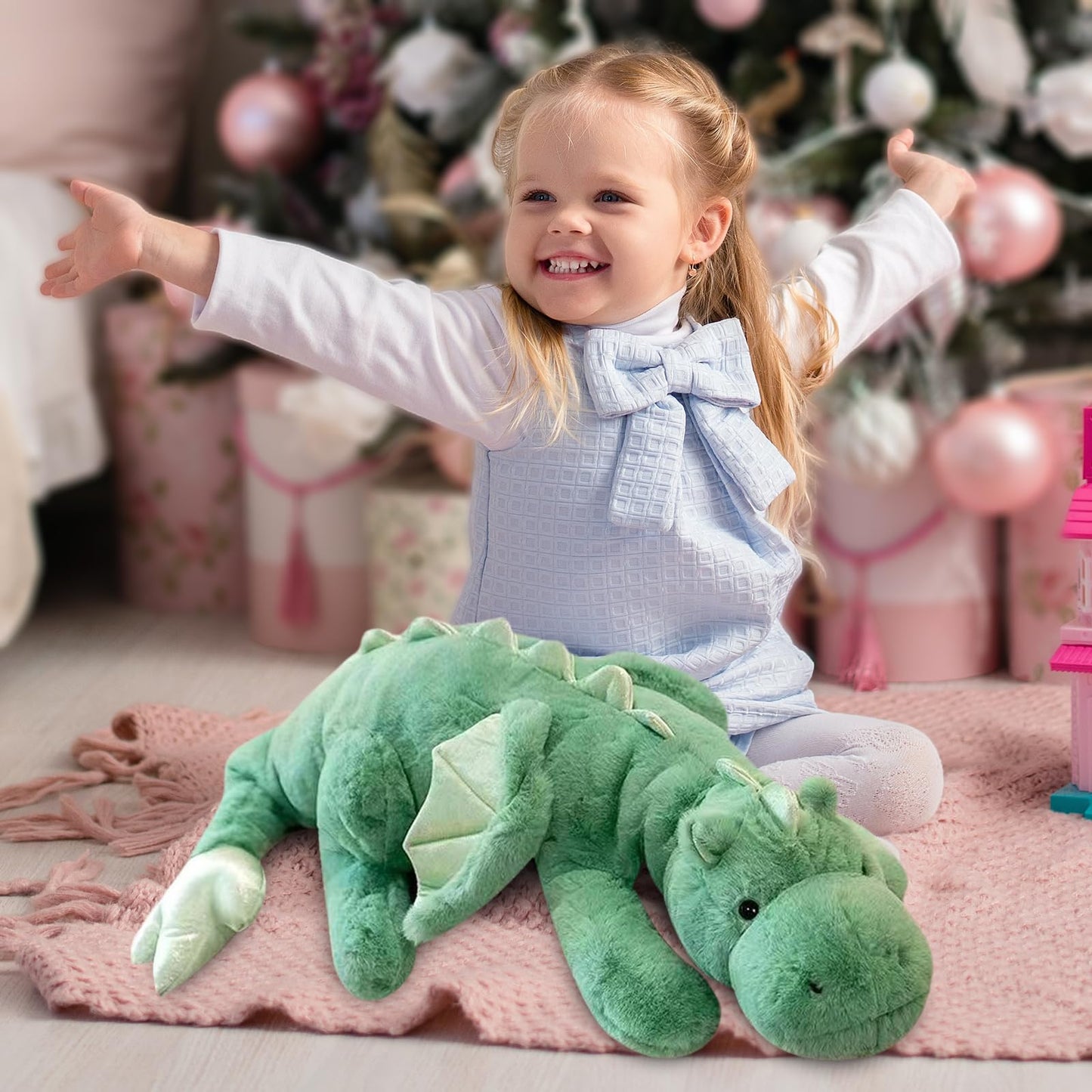 Dodhse Pterosaur Stuffed Animal with Wings - Cute Soft Dinosaurs Plush Toys Little Flying Dragon Plushies Pillow Doll Christmas Birthday Gifts for Kids Boys Girls (Green,59.05inch/150cm)