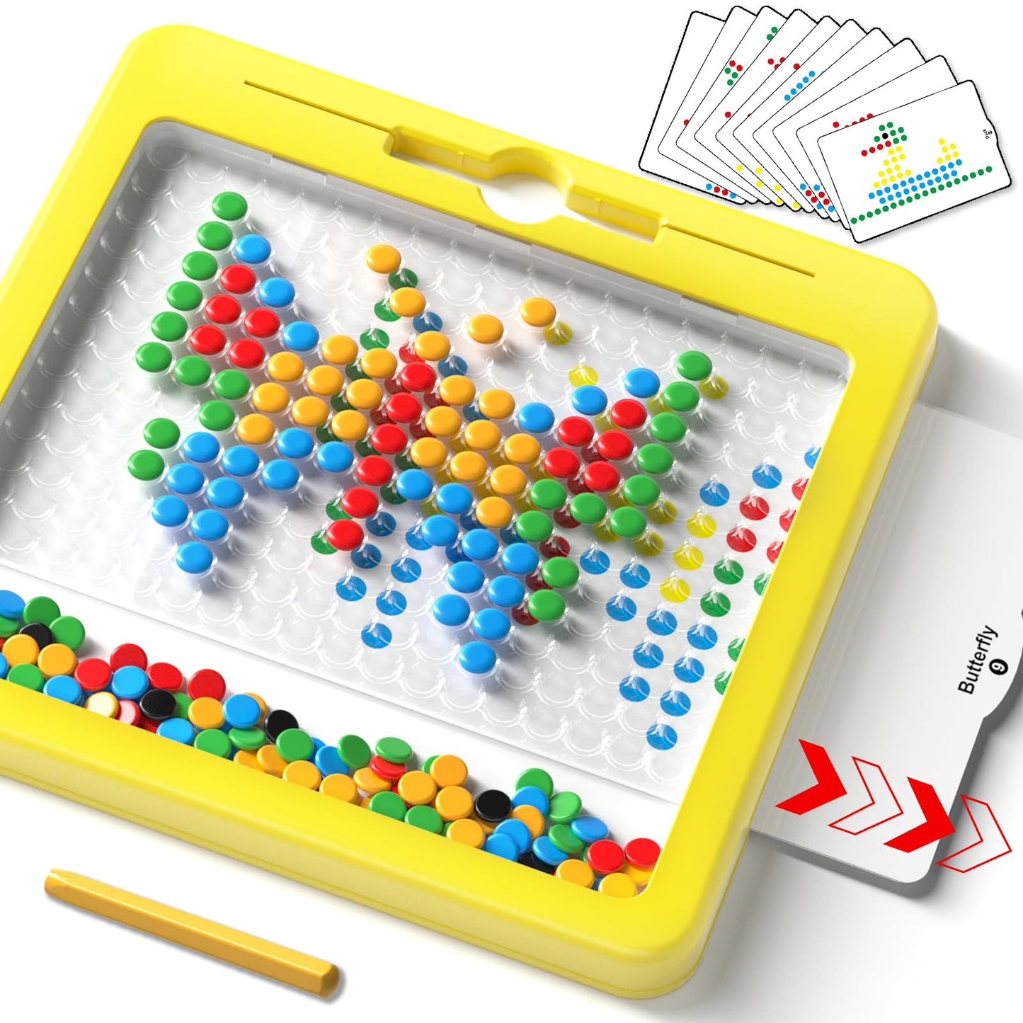 Large Magnetic Dots Board for Kids, Magnetic Drawing Board for Toddlers, Magnetic Dot Art with Magnetic Pen, Montessori Preschool Education Travel Toys for Kids Boys Girls Age 2 3 4 5 6 7 Years Old