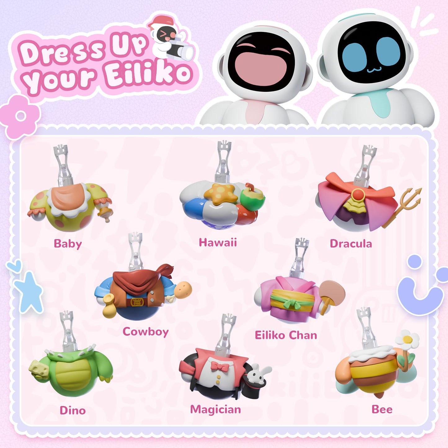 ENERGIZE LAB Eiliko Lover Set + Mystery Swappable Themed Bodies - Portable Robot with AI, Fun Electronic Pendant Toys, Gifts for Couples and Best Friends.
