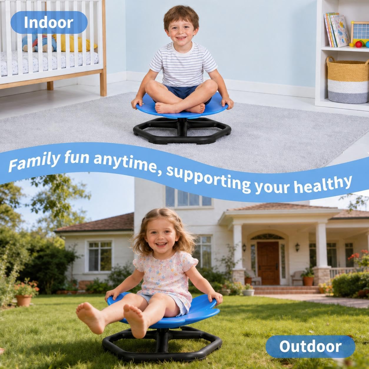 Garvee Spinning Chair for Autistic Kids, Sensory Swivel Chair, Spin Chair Weight Capacity 220LBS, for Children with ADHD/Autism/Sensory, with Non-Slip Design, Training Body Coordination, 3+ Years