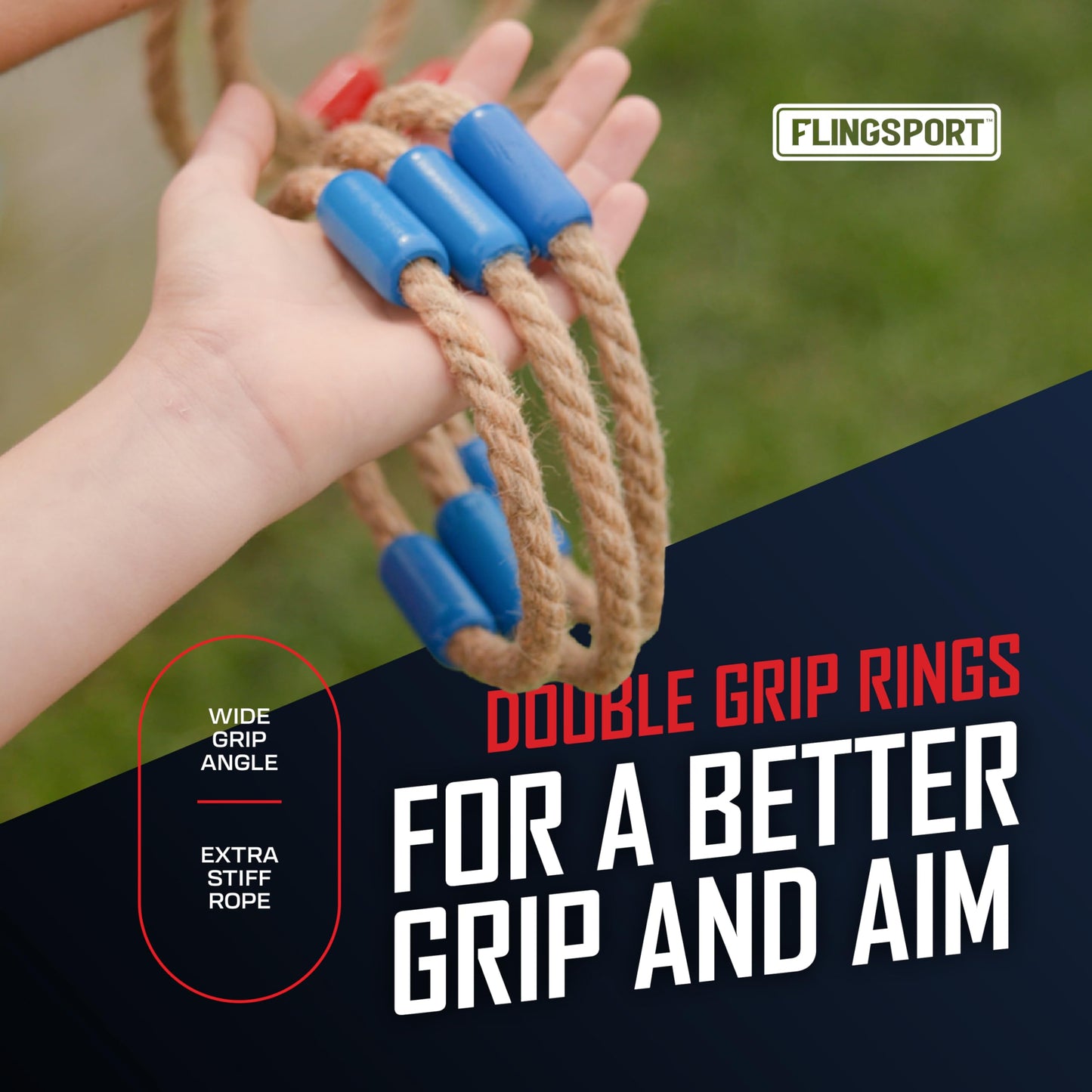 FLINGSPORT Ring Toss Game, Incl. 6 Rings, Case, Easter Gifts for Kids, Outdoor Yard Games for Kids Adults & Family, Backyard Party Activities, Gifts for Teens, Boys & Girls Ages 8-12+ Years Old