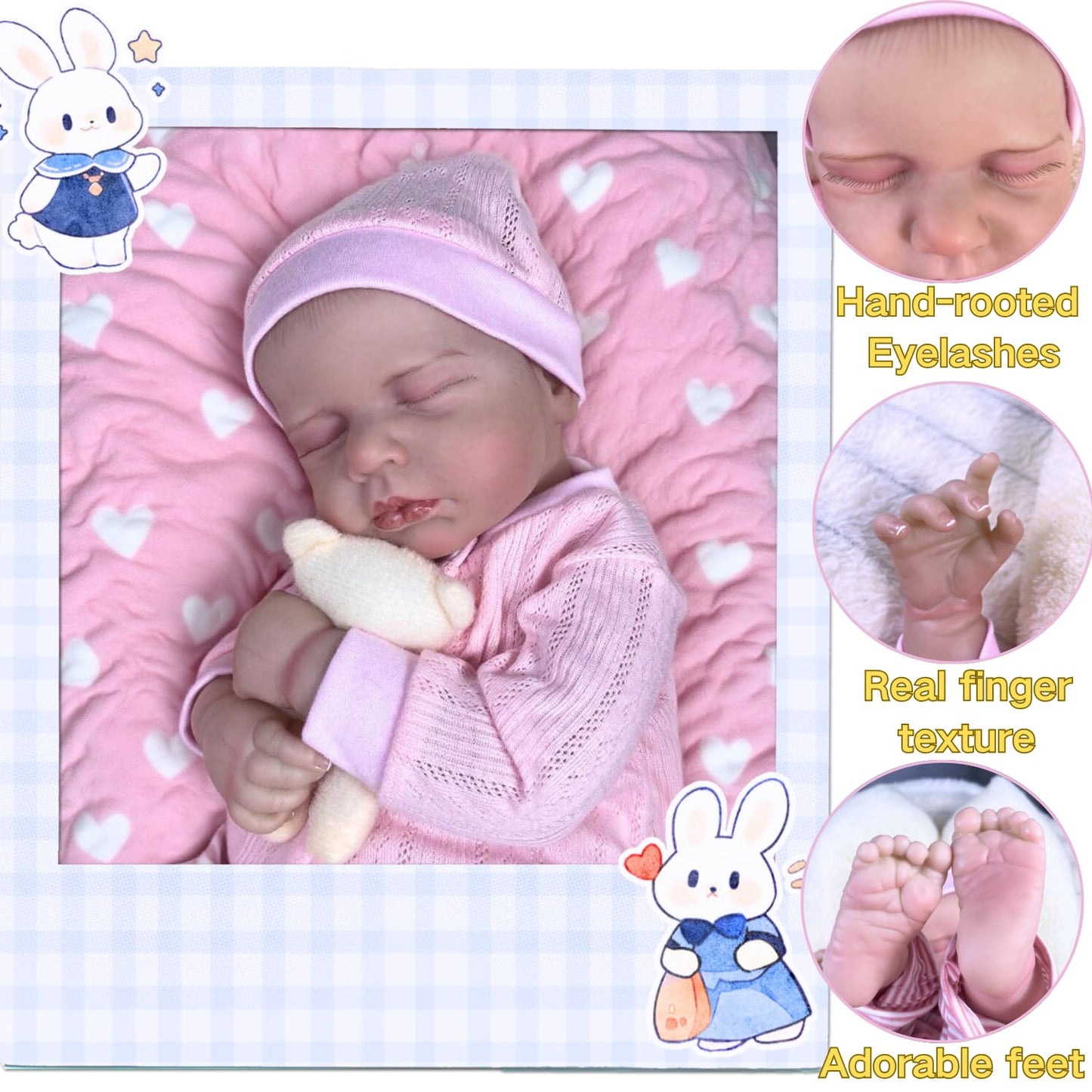 MRB Lifelike Reborn Baby Dolls-20 inch Realistic Newborn Baby Dolls, Soft Vinyl and Cloth Body Real Life Baby Dolls Girl with Accessories Birthday Gift for Kids Age 3+