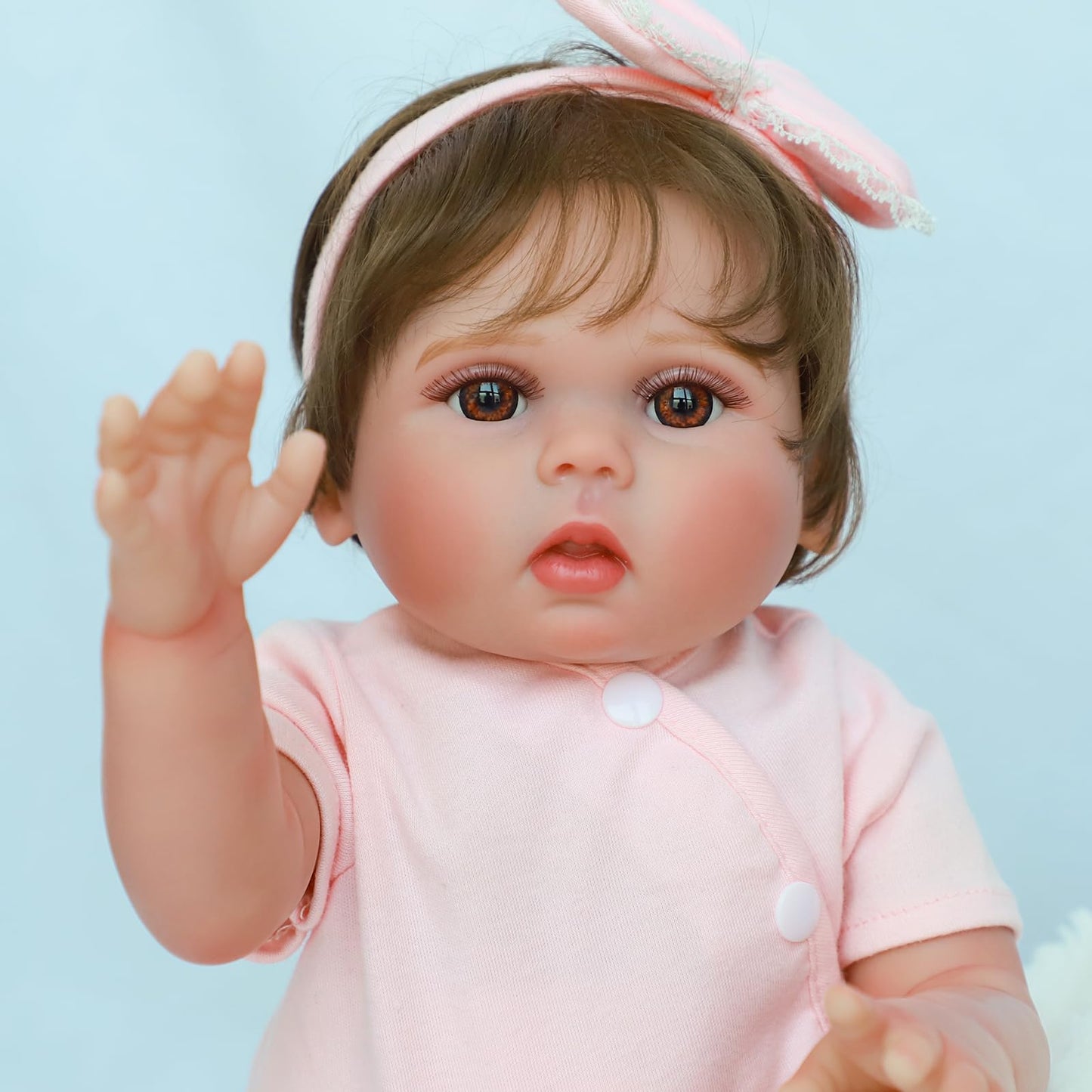 SCOM Reborn Baby Doll Girl - 18 Inch Realistic Real Life Doll with Hair, Lifelike Baby with Anatomically Correct, Newborn Toddler with Vinyl Body for Age 3 4 5 6 Year Old Gift