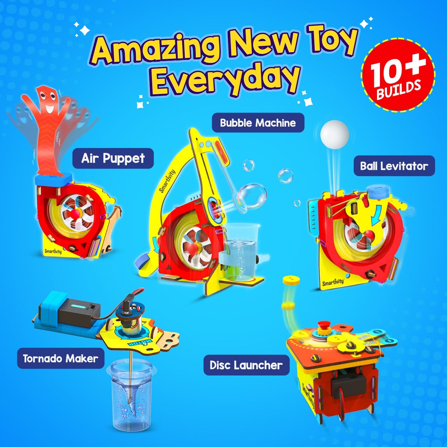 Smartivity 10-in-1 Motor Powered STEM Engineering Kit for Kids I 10+ Fun Electronics Projects for Smart Kids | DIY Science Kit/Toy for Ages 6,7,8,9,10,11,12 Years Old Boys & Girls
