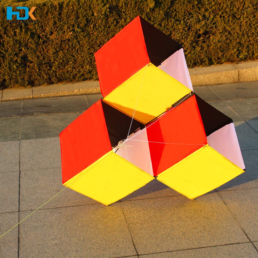 HENGDA KITE for Kids & Adults, 3D Magic Cube Box Kite Single Line Kite Flying for Children Kids Outdoor Toys Beach Park Playing