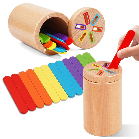 Soarly Montessori Toys for Toddler, Fine Motor Skills Toys Wooden Color Sorting Stacking Toy for Boys Girls Educational Gift for Kids Birthday