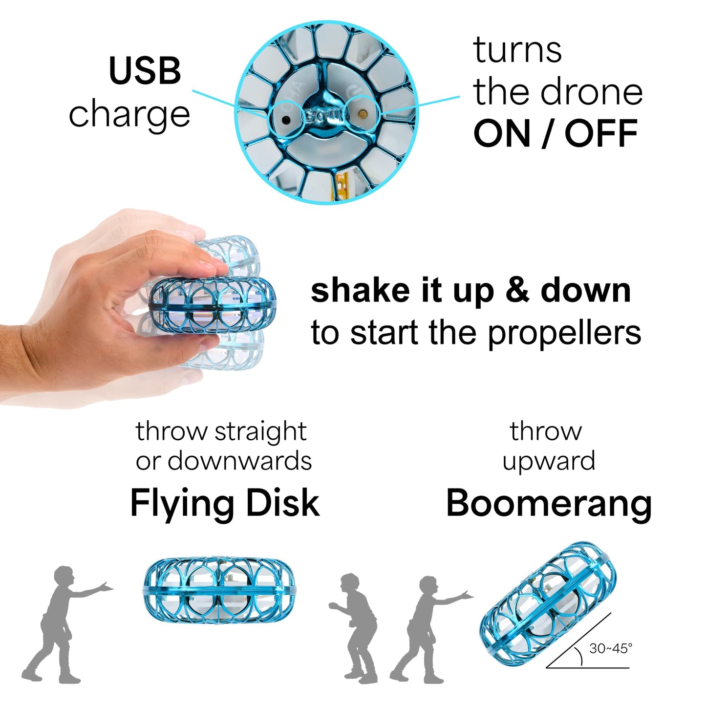 NUTTY TOYS Interactive Drone - Hand Operated Light Up Boomerang for Kids & Adults | Easy Shake to Start Flying UFO | Top Easter & Valentines Day Gift Idea 2026 for Boys & Teens 8 9 10 11 12 13 14 15