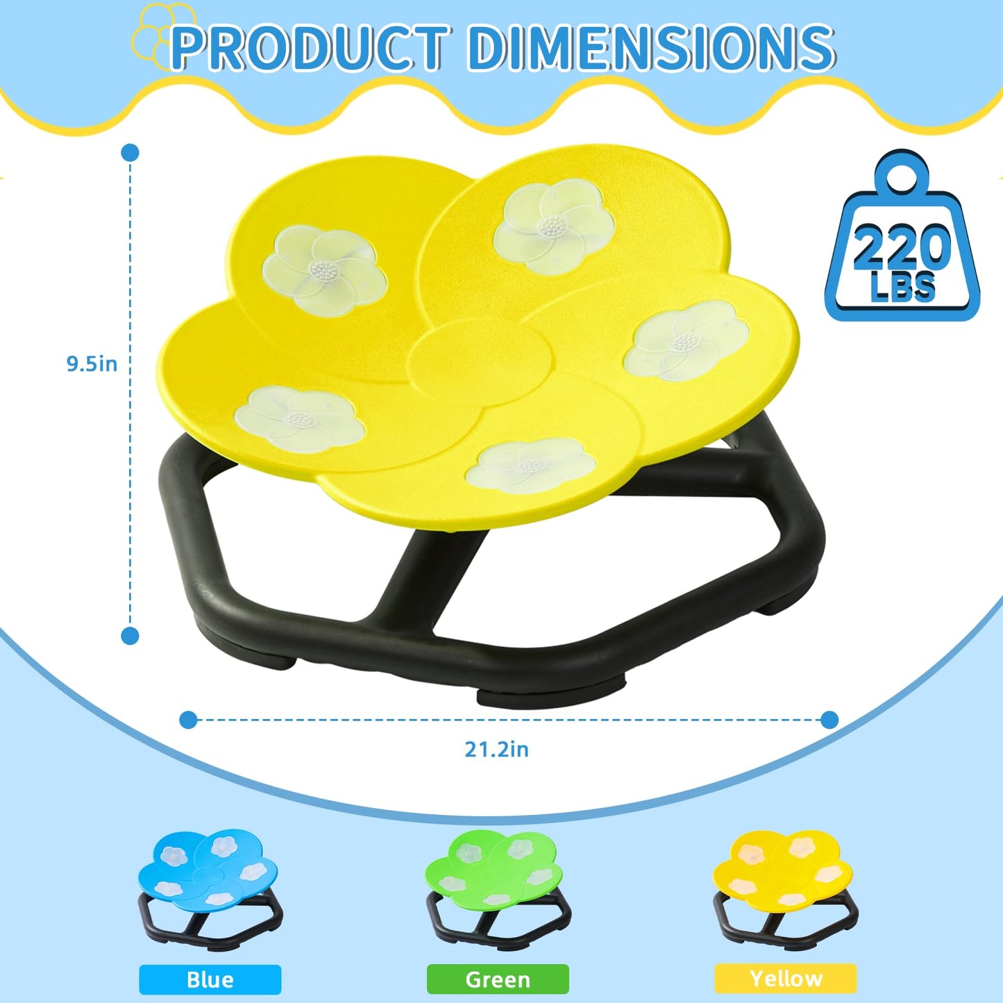 APUFSKO Sensory Spinning Chair for Autistic Kids Sensory Swivel Chair Sit and Spin Autism Spinning Seat for ADHD Children & Toddlers Training Body Coordination & Balance with Lighting & Music(Yellow)