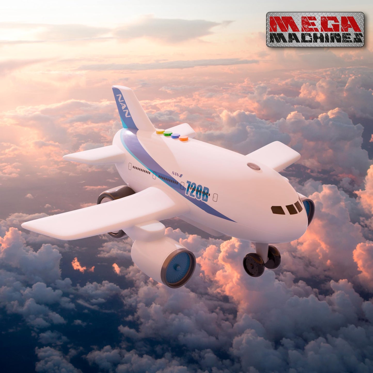 Lollipop Jumbo Jet Airplane for Kids - Friction-Powered Series with Lights, Sirens, and Realistic Scale for Toddlers Aged 3 and Up - Mega Machine for Fun and Imaginative Play