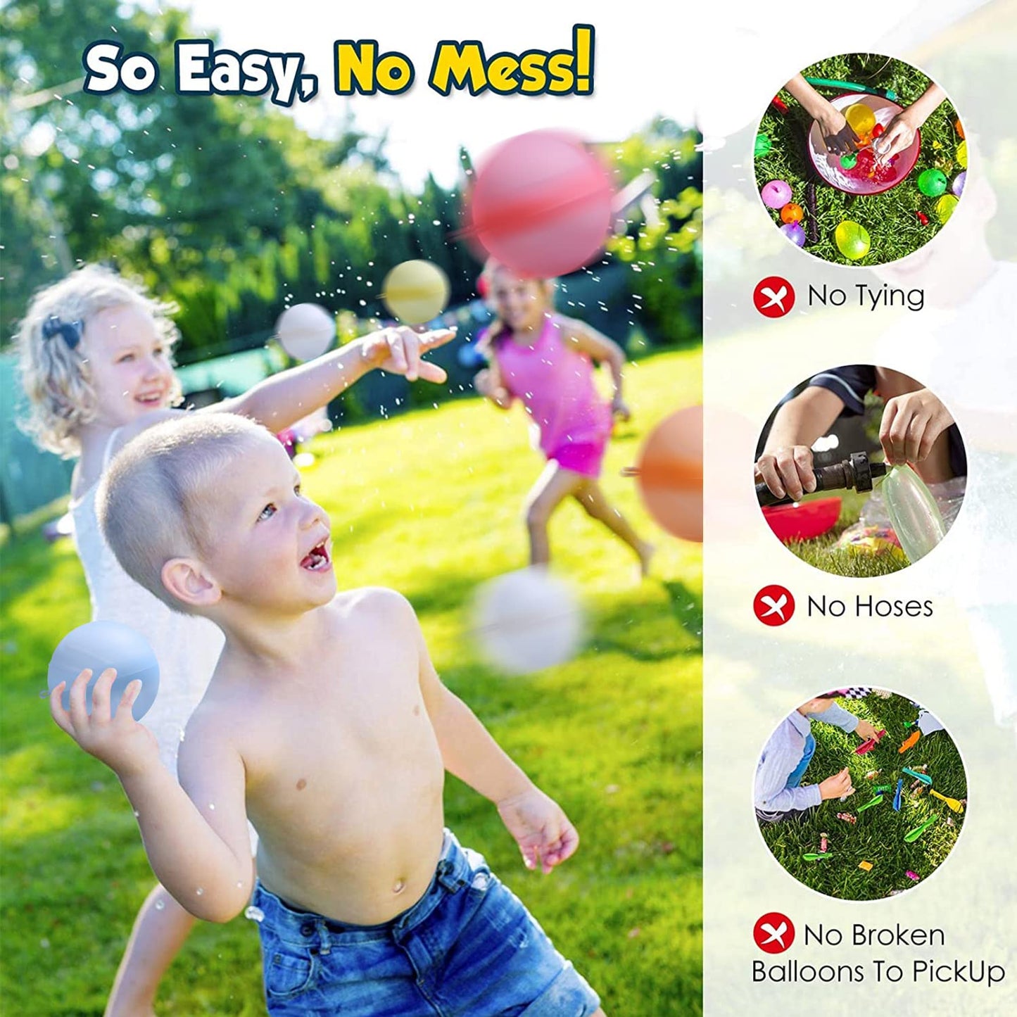 MBKET 24 Pack Reusable Water Balloons Pool Water Balls Latex-Free Soft Silicone Water Splash Ball with Portable Mesh Bag Summer Outdoor Beach Play Pool Party Backyard Fun Water Toys
