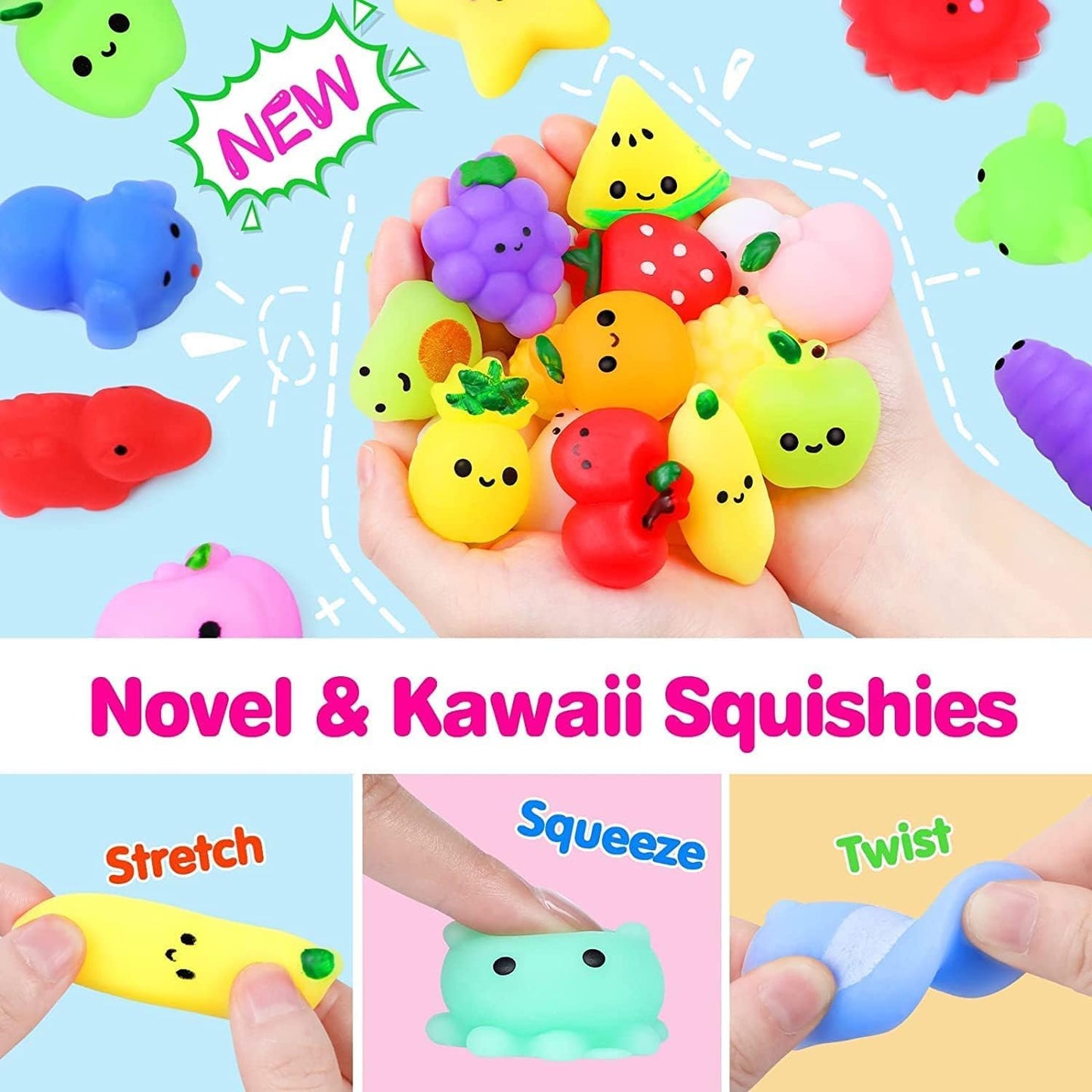 120 Pcs Party Favors for Kids 4-8-12, Squishy Fidget Toys, Squishies, Squishy Toys, Treasure Box Toys, Classroom Prizes, Pinata Filler Goodie Bag Stuffers, Carnival Prizes, Prize Box Toys