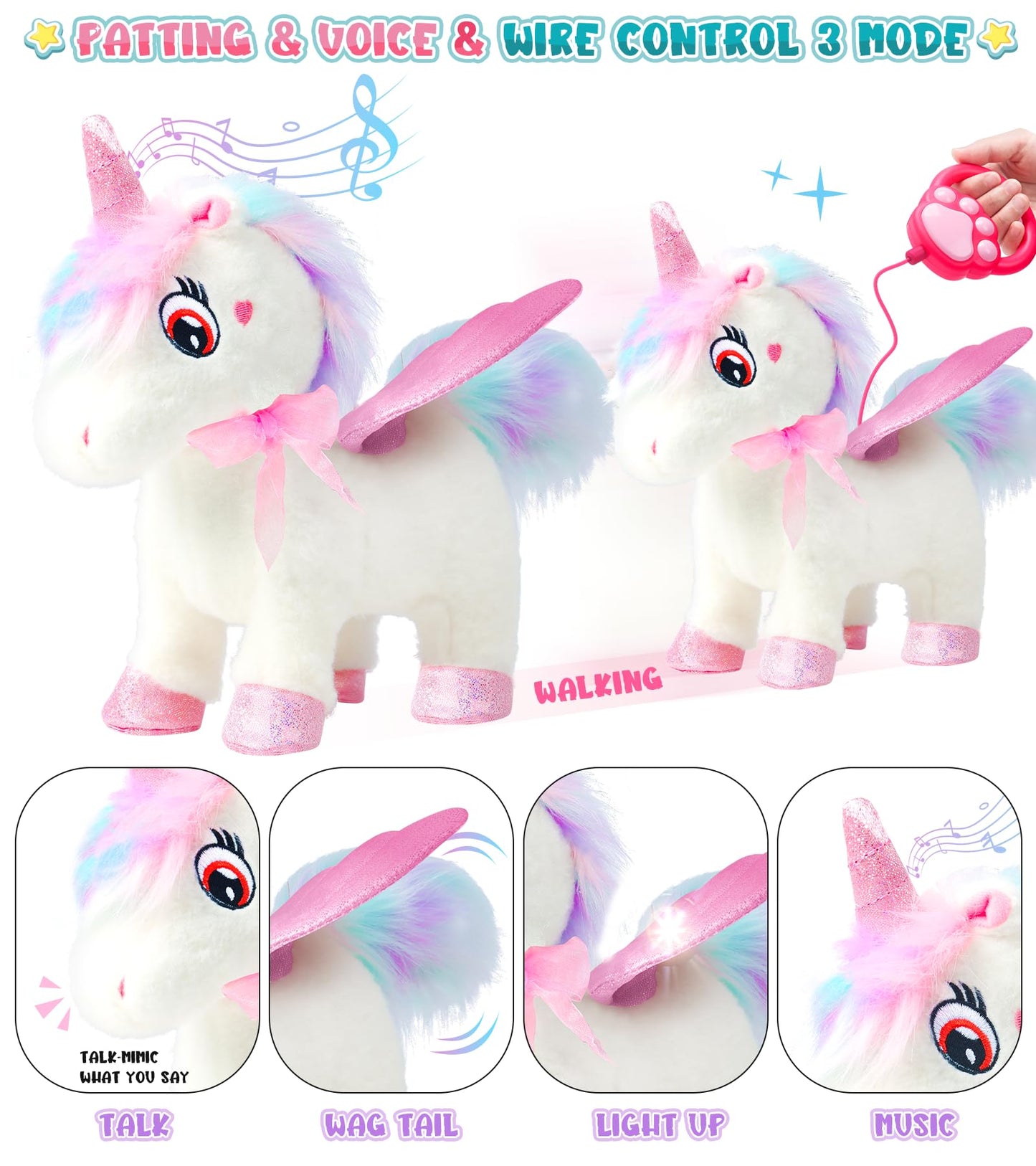 SOLIEHOO Unicorn Toys for Girls Age 4-6 Unicorns Gifts, Walking Talking Singing Interactive Toy, Remote Control Plush Unicorn's Pet Care Toy, Unicornss Dress up for Toddler Girls Kids 3 4 5 6 Years