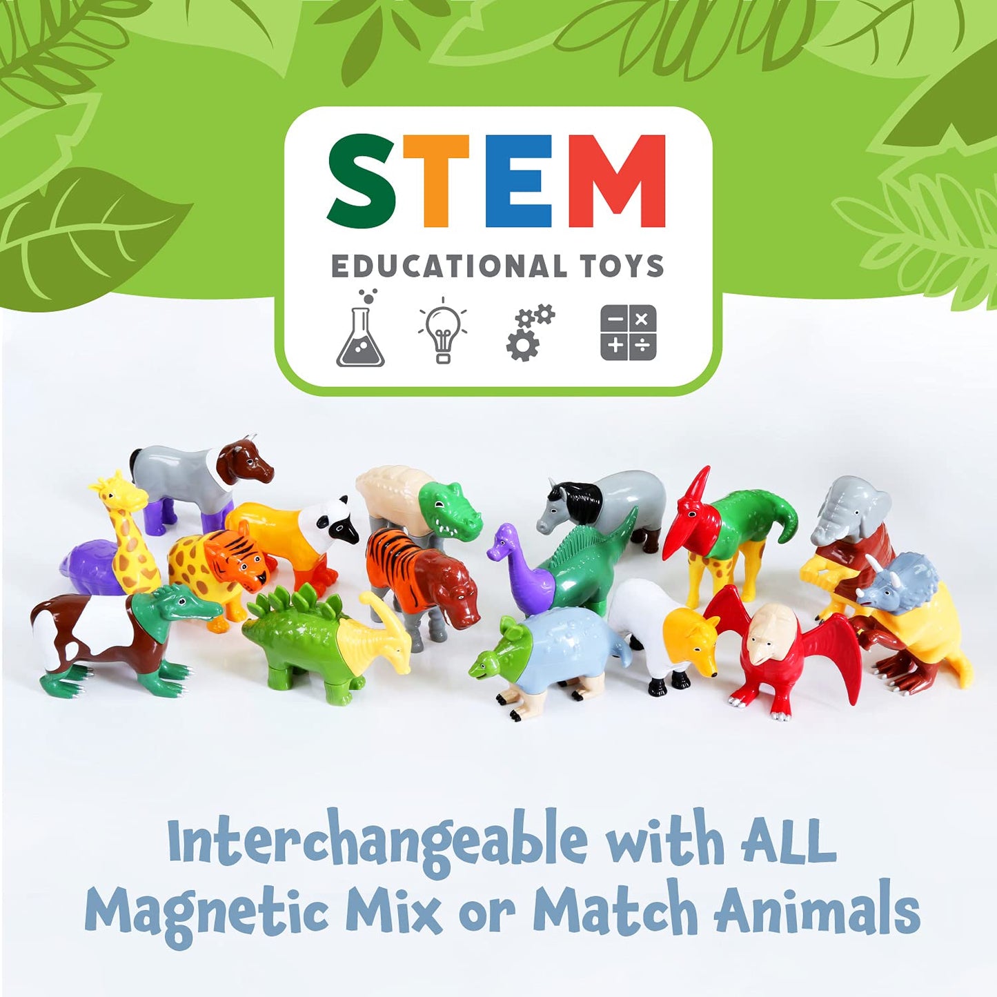 POPULAR PLAYTHINGS Magnetic Dinosaurs for Toddlers 1-3, Mix or Match Dinosaur Toys, Set of 4 Gift for Kids - Dinosaurs