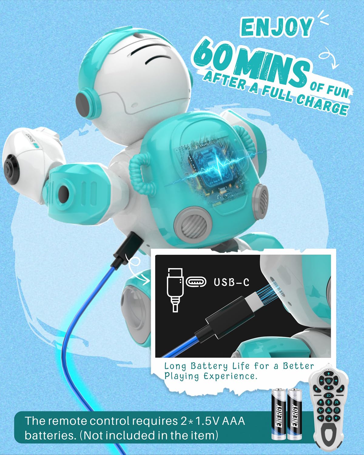 Oharsea Toys for 3-8 Year Old Boys and Girls, Rechargeable Robot Toys for Kids with Recording Voice, Programming, Gesture Sensing, Singing, Dancing, RC Robot Birthday Gifts for Boys and Girls