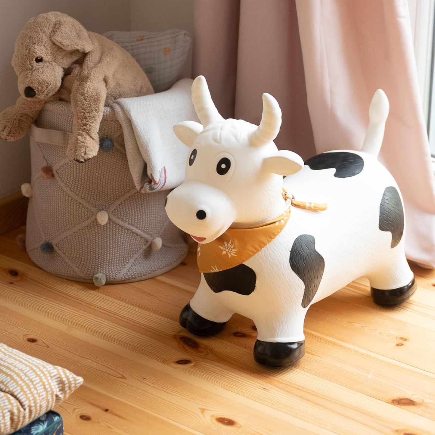 Kindsgut Bouncy Animal Hopper – Inflatable Bouncing Ride-On Toy for Kids & Toddlers Age 2+, Designed in Germany, Indoor & Outdoor, Cow