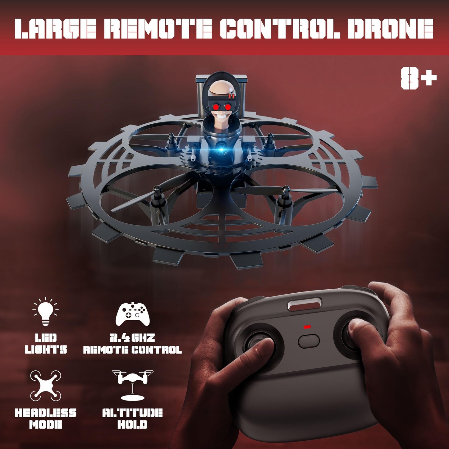 Force1 Officially Licensed Skibidi Toilet Toy RC Drone- Jetpack Flying Buzzsaw Drones, Headless Mode, Altitude Hold, Speed Control, Rechargeable 2.4GHz Remote Control