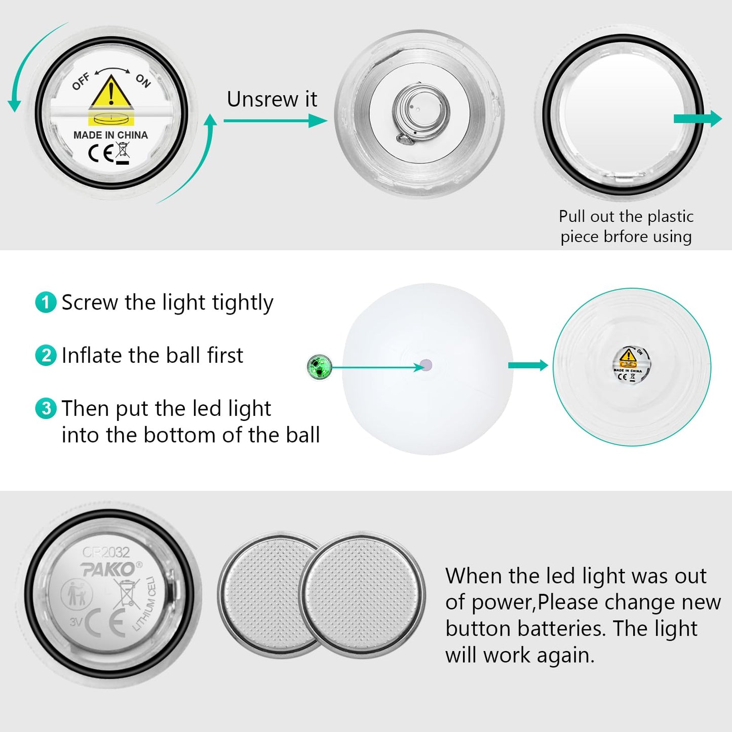 Icnice Pool Toys, LED Beach Ball, Glow in Dark Party Supplies, 4 Pack Inflatable Light up Ballon 12'' Floating Pool Light with Remote 16 Color 4 Mode (6 Pack)