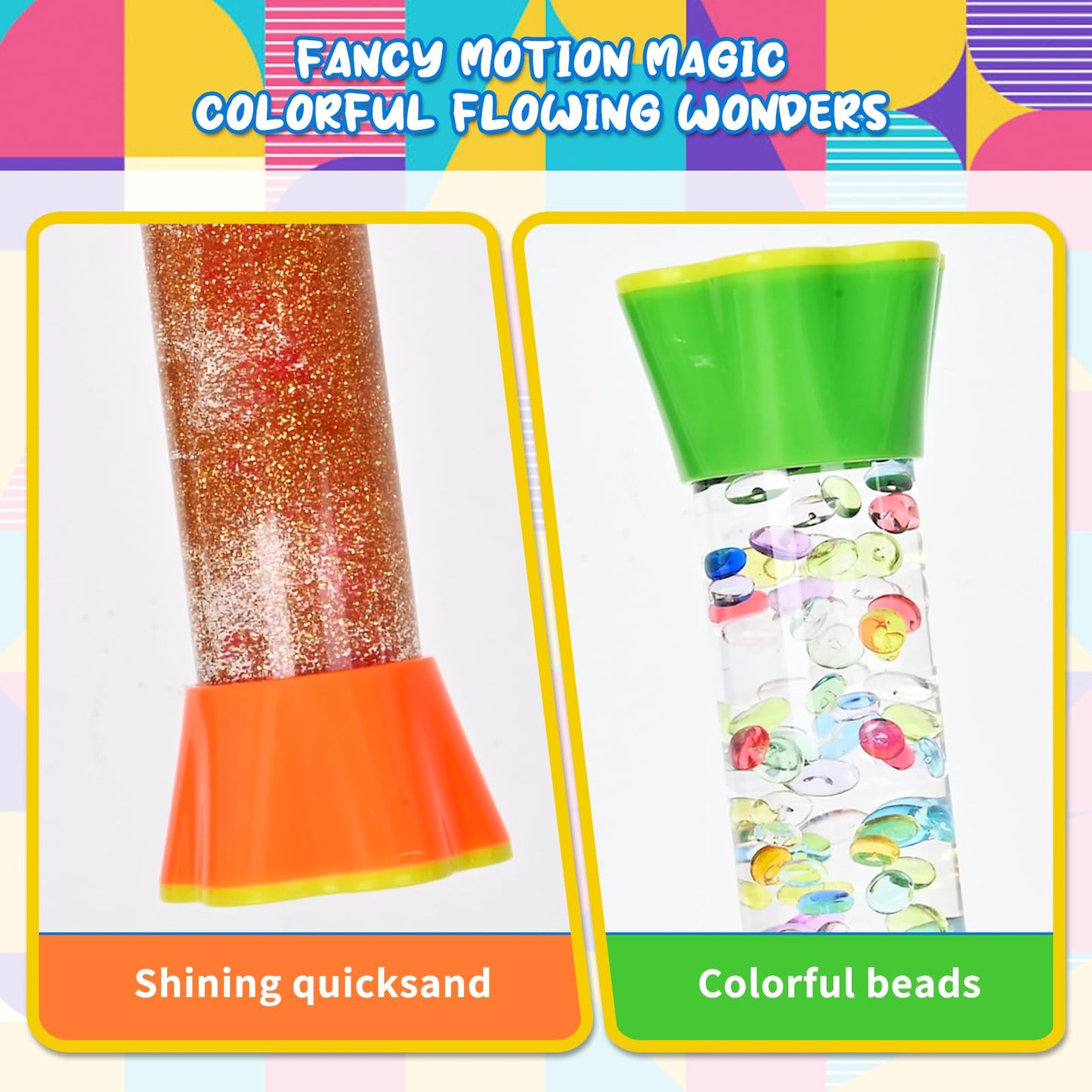 FKYTION Cool Tubes Toy Liquid Motion Bubbler 4-Pack, Colorful Sensory Toys, Classroom Learning & Time Management, Home or School Desktop Toys