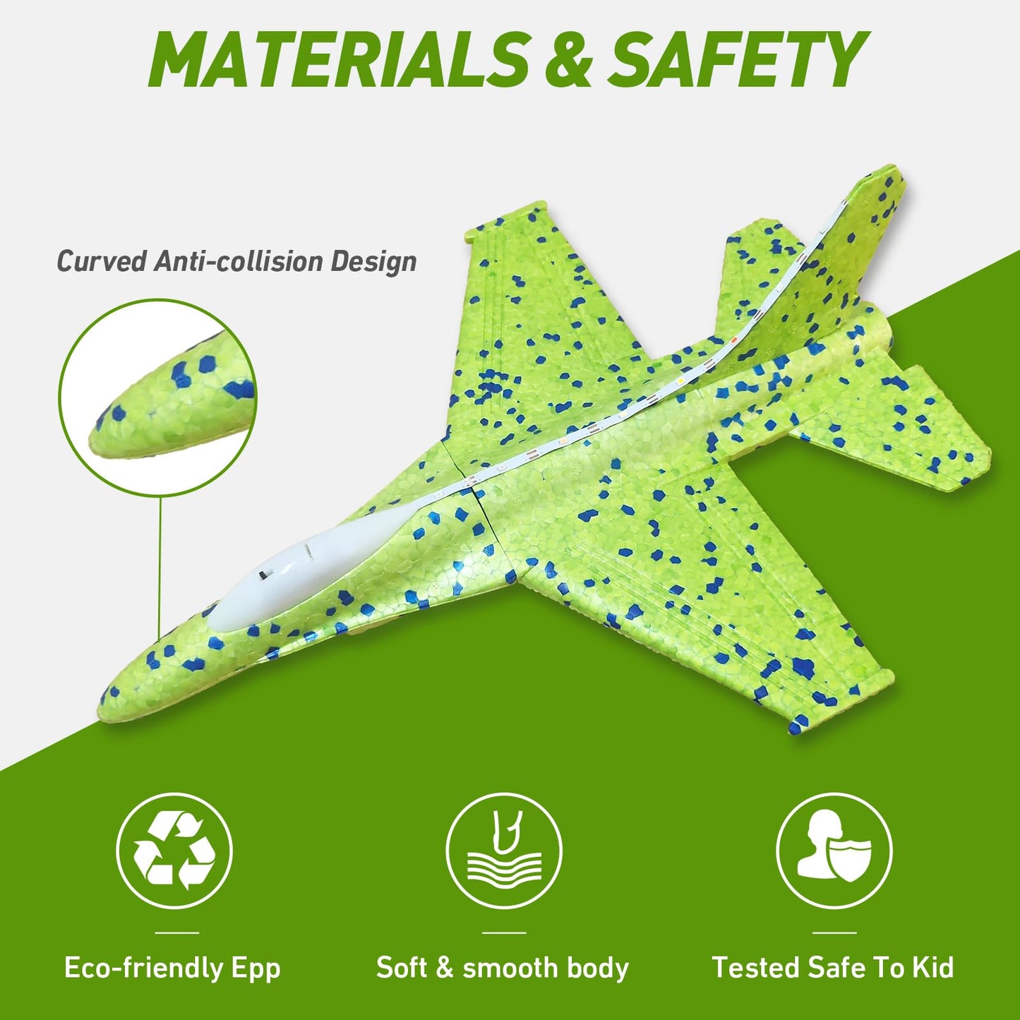 CRILARY 3 Pack Airplane Launcher Toys for Kids, 13.2'' LED Foam F-15 Fighter Jet & Glider, 2 Flight Modes Catapult Plane Outdoor Flying Toy, Easter Birthday Gifts for Boys Girls Ages 4-12