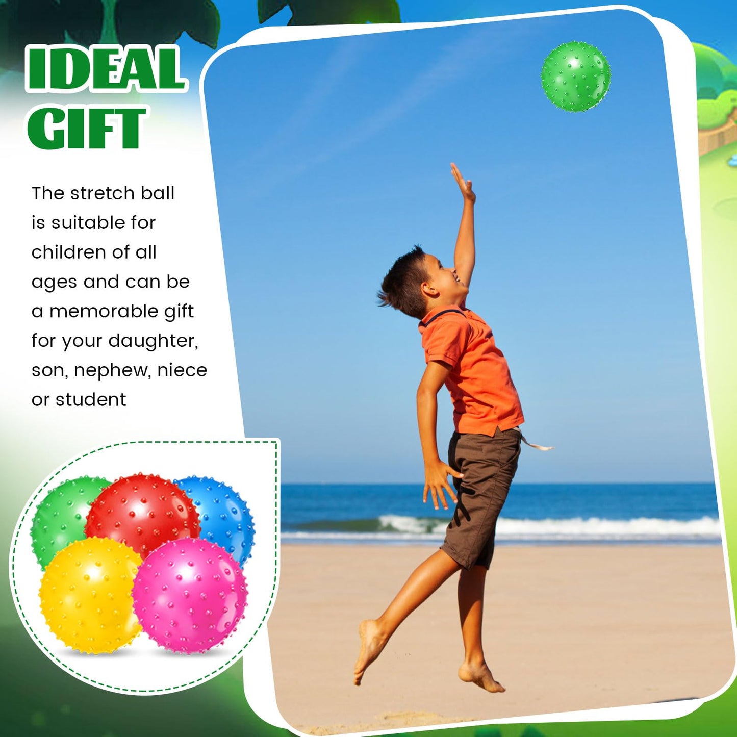 Lenwen 200 Pcs Kids Knobby Balls 6.3 Inch Soft Bouncy Balls Bulk for Toddlers Inflatable Sensory Toys with Air Pump Spiky Massage Stress Toys for Kindergarten Playground Backyard Pool, 5 Color