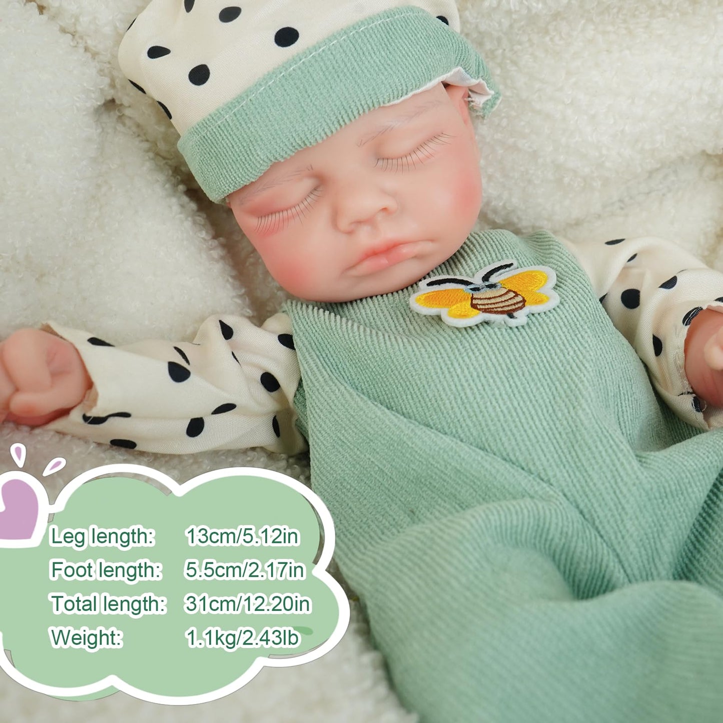 Boy 12.2 Inch, Full Silicone Baby Doll, Realistic Baby Dolls, Realistic Veins & Sleeping Pose, Not Vinyl, Reborn Baby Dolls Silicone Full Body, Gift Set