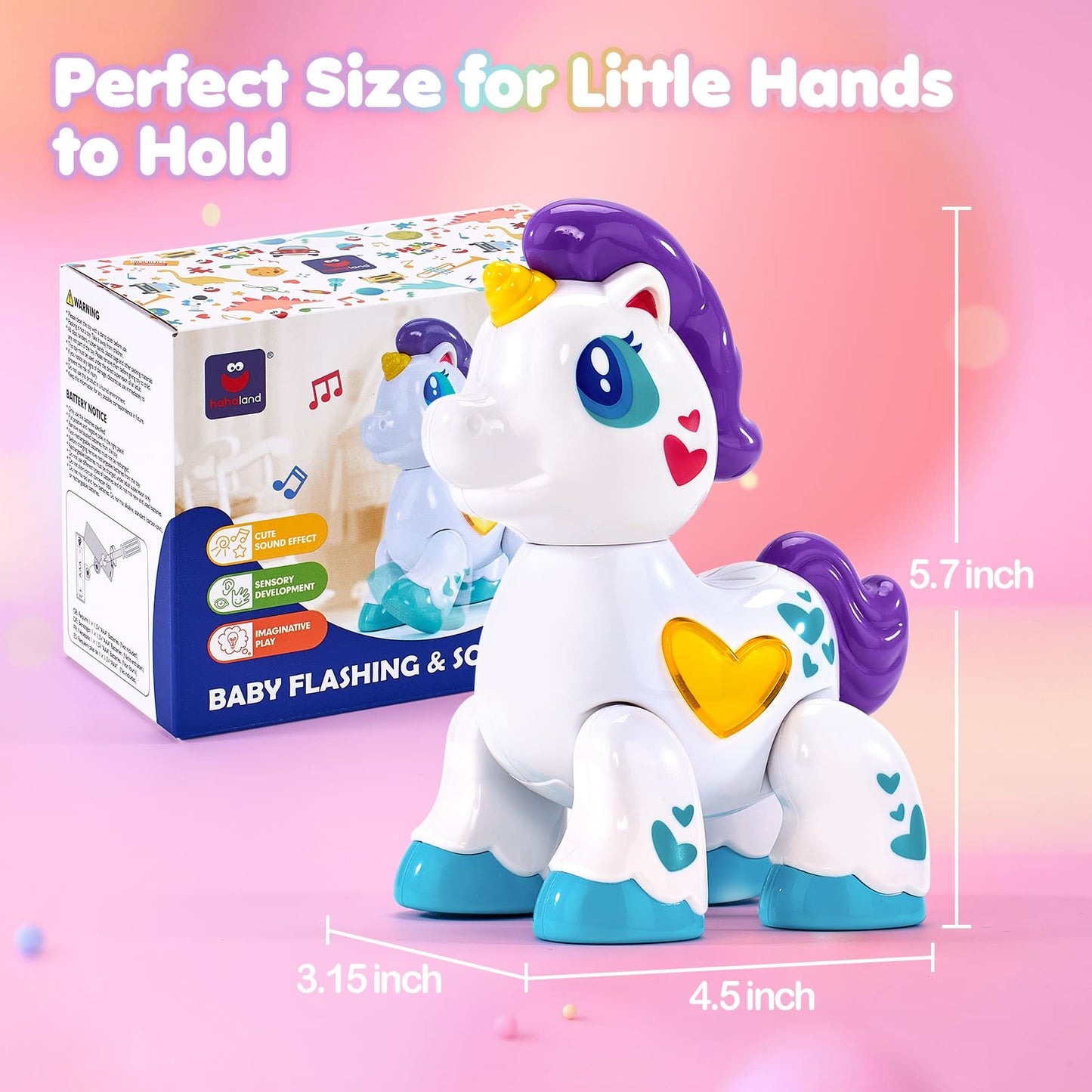 hahaland Unicorn Toys for 18-24 Month Old Girl, Light Up Musical Toddler Toys 1-2 Years, First Birthday Gifts for 1+ Year Old Baby Girl