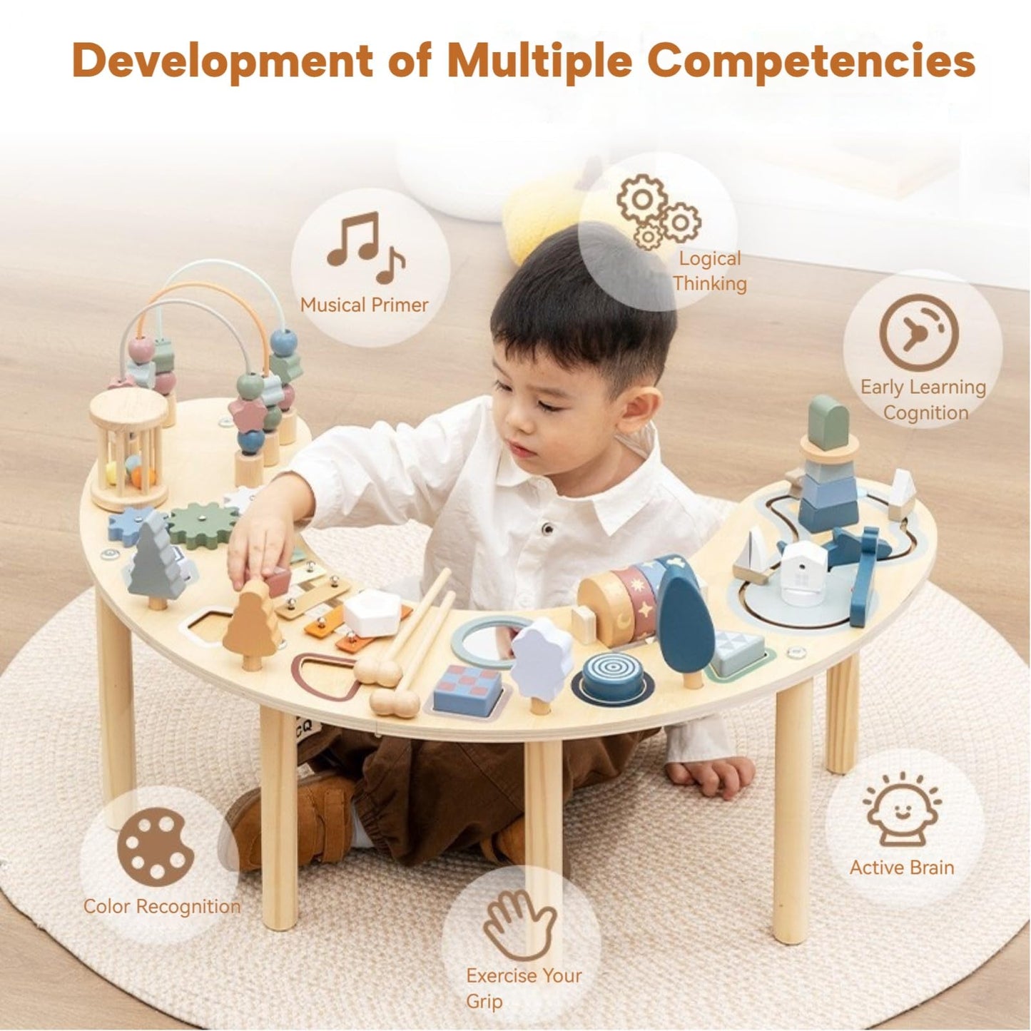 GLCforever Montessori Activity Table for 1-3 Year Old | Large Size Busy Board & Sensory Toys | Learning Activity Center for Baby for 1 Year Old Boy or Girl