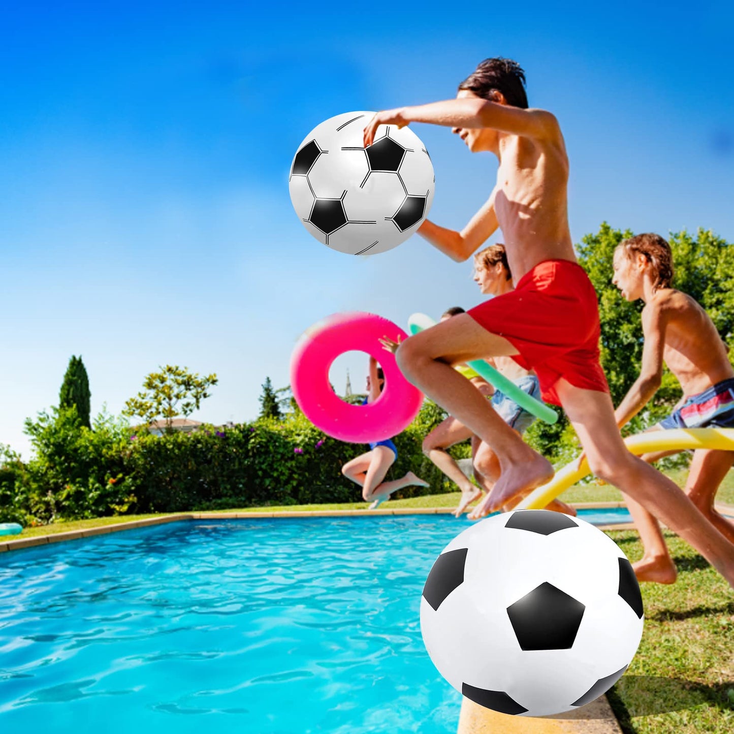 JEKAVA Beach Balls 3Pack - 27" Inflatable Soccer Balls Giant Inflatable Balls, Jumbo Pool Toys Beach Soccer Balls Summer Party Favors Swimming Pool Ball Outdoor Water Game Party Supplies