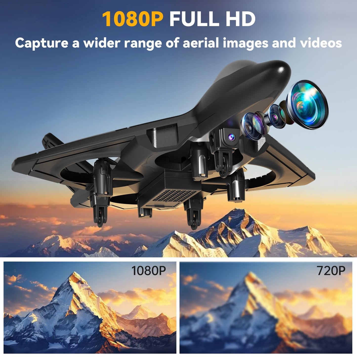 4DRC V31 RC Plane with Camera, Foam Remote Control Drones with Camera for Kids Adults 8-12 12-16, Remote Control Airplane Fighter Jet with Light, 360° Flip Fighter Jet Toy