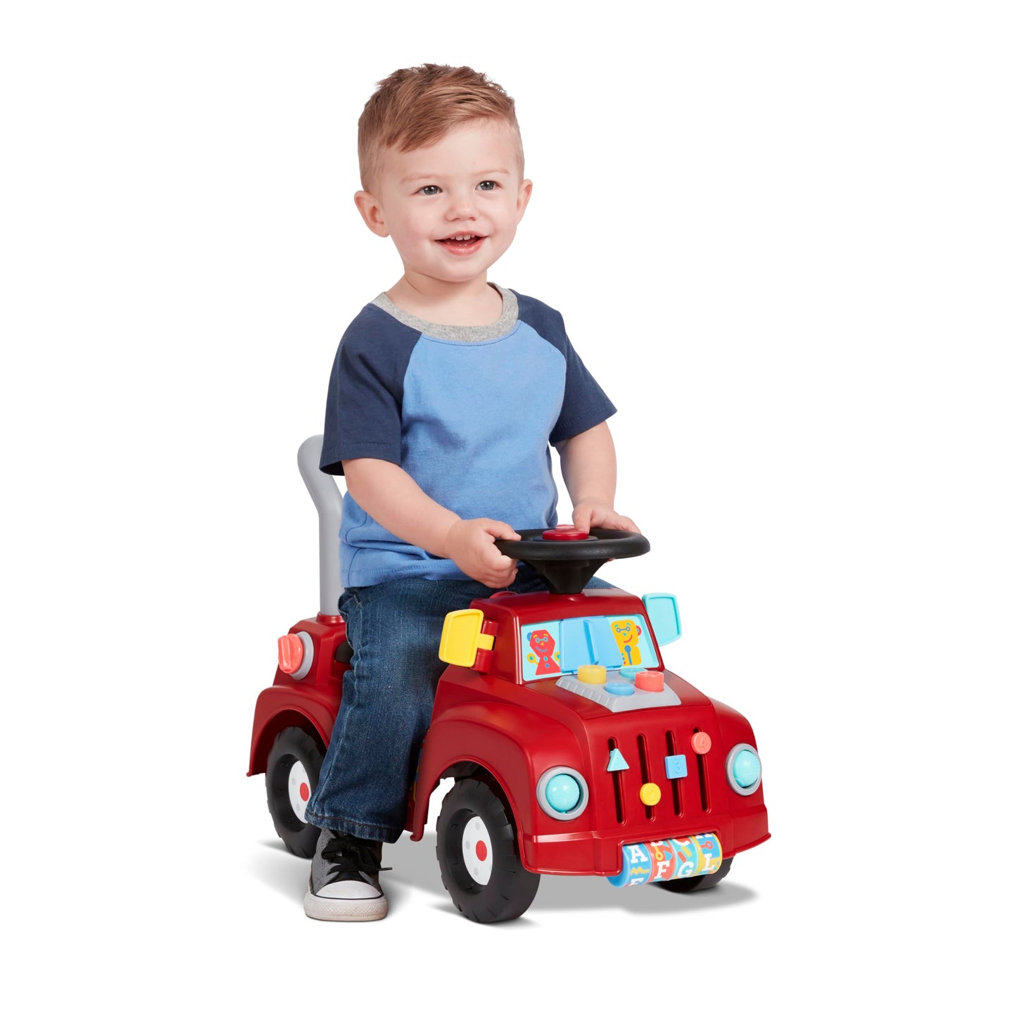 Radio Flyer Tinker Truck, for Toddlers 1-3, 3-in-1 Push Walker Ride On Car with 20 Sensory Activities, Anti-Tip Feature, Under-Seat Storage, Lights and Sounds, 42 lb Capacity, Toddler Ride On Toys