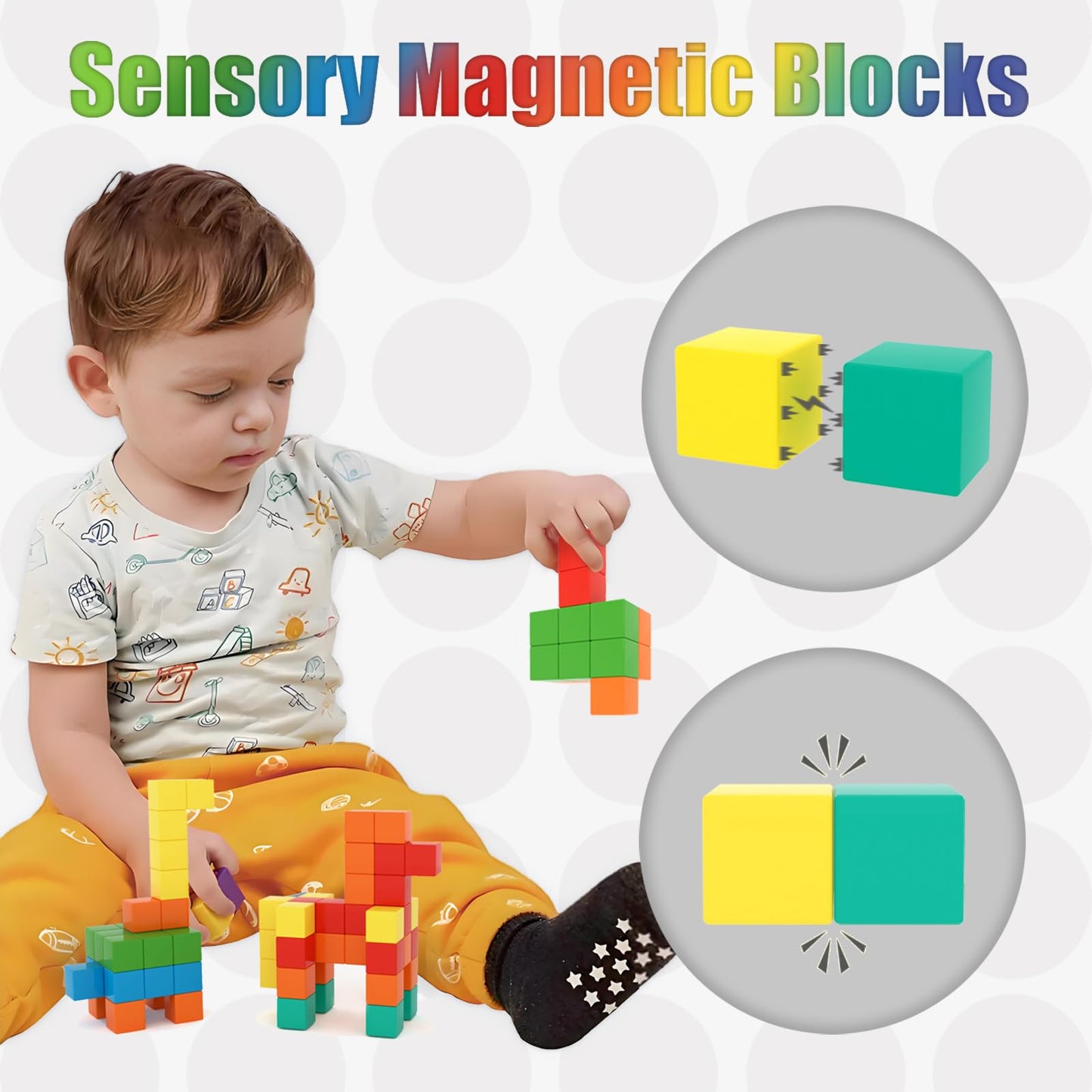 BananMelonBM 200 PCS Magnetic Blocks - Rainbow Magnetic Cubes Building Toys for Kids Ages 1-3 2-4 4-8, STEM Learning Preschool Educational Sensory Magnet Toys for Boys Girls