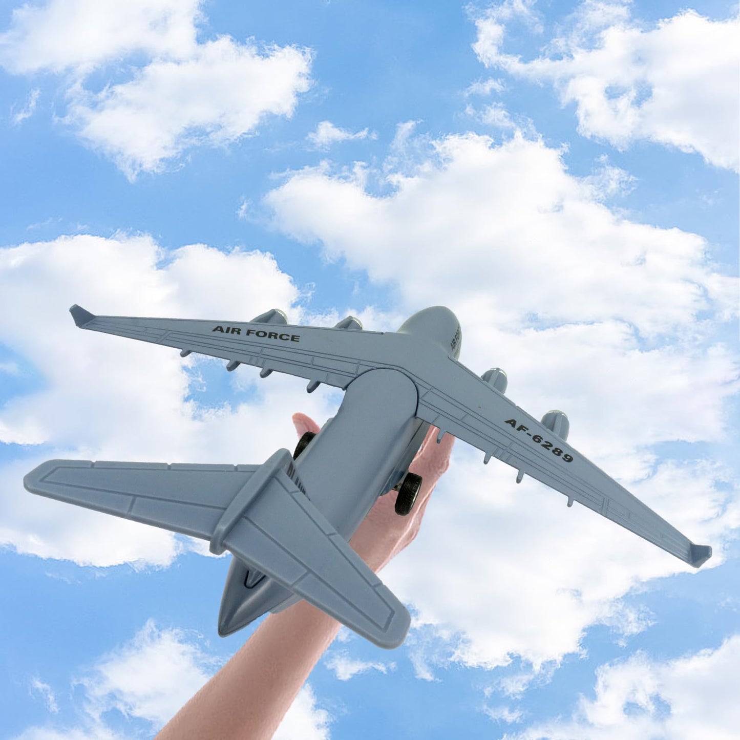 OTONOPI 8.3 Inches Diecast Plane Model Airplane with Army Man Pull Back and Let Go C17 6289 Alloy Transportation Aircraft Military Airbus with Lights and Sounds Toy Gift for Boys and Girls Age 3+