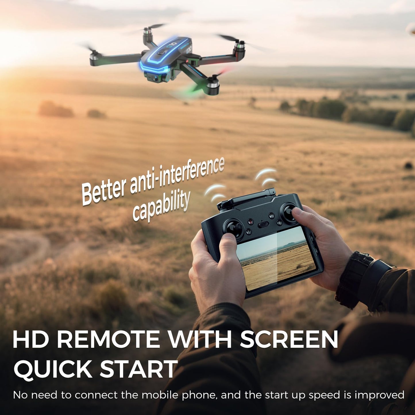 GPS Drone with 4K HD Camera for Adults,4.5 inch HD Screen on Remote Controller,FPV RC Drones with Auto Return, Follow Me and Lightweight,2 PCS Batteries for Long Flight Time,Easy Fly Quadcopter for Beginners,Under 250g