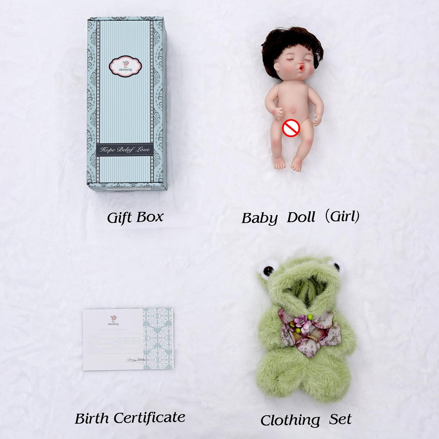 Reborn Baby Doll 10 Inch – Realistic Vinyl Sleeping Girl in Soft Green Frog Outfit – Comfort Doll Gift for Girls & Collectors