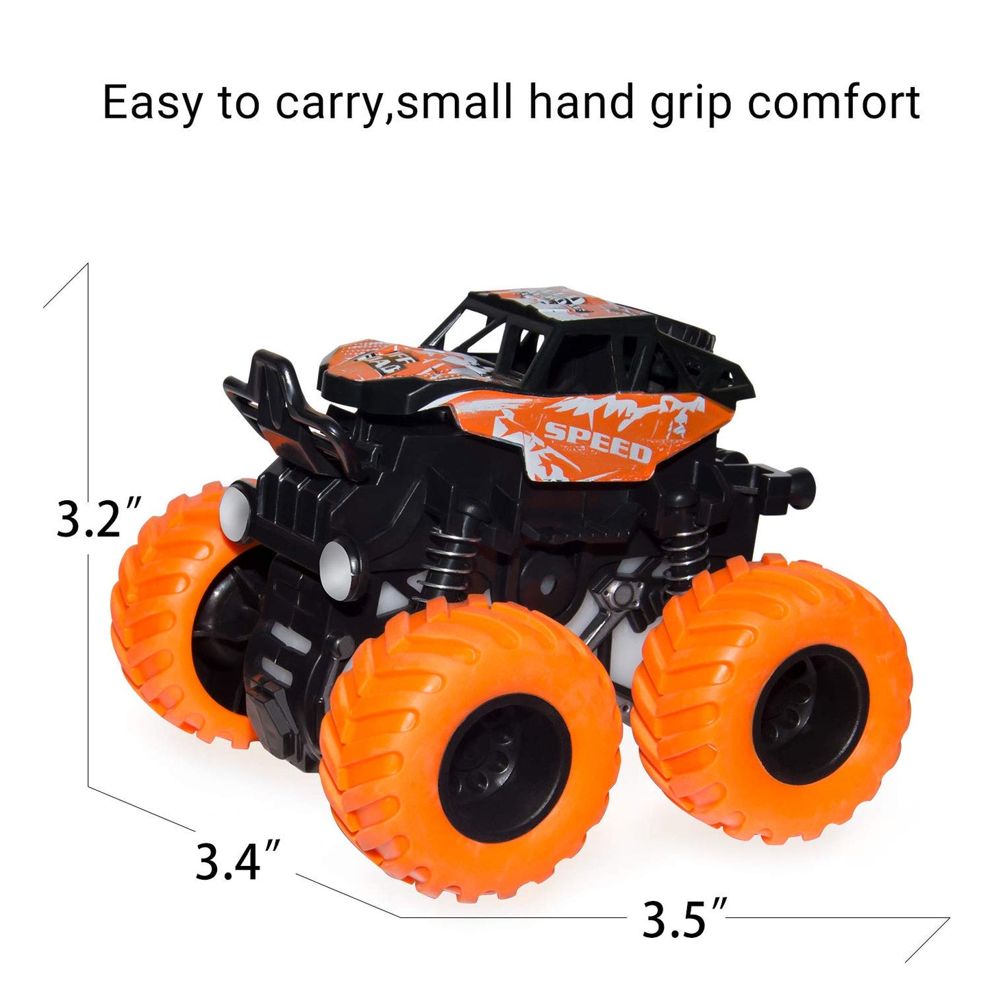 LONANDY Monster Truck Toys for Boys Age 4-7 - Friction Powered Car Toys for Kids Toddlers 3 4 5 6 Years, Push and Go Toy Cars Best Christmas Birthday Party Gift for Boys Girls 4 Pack