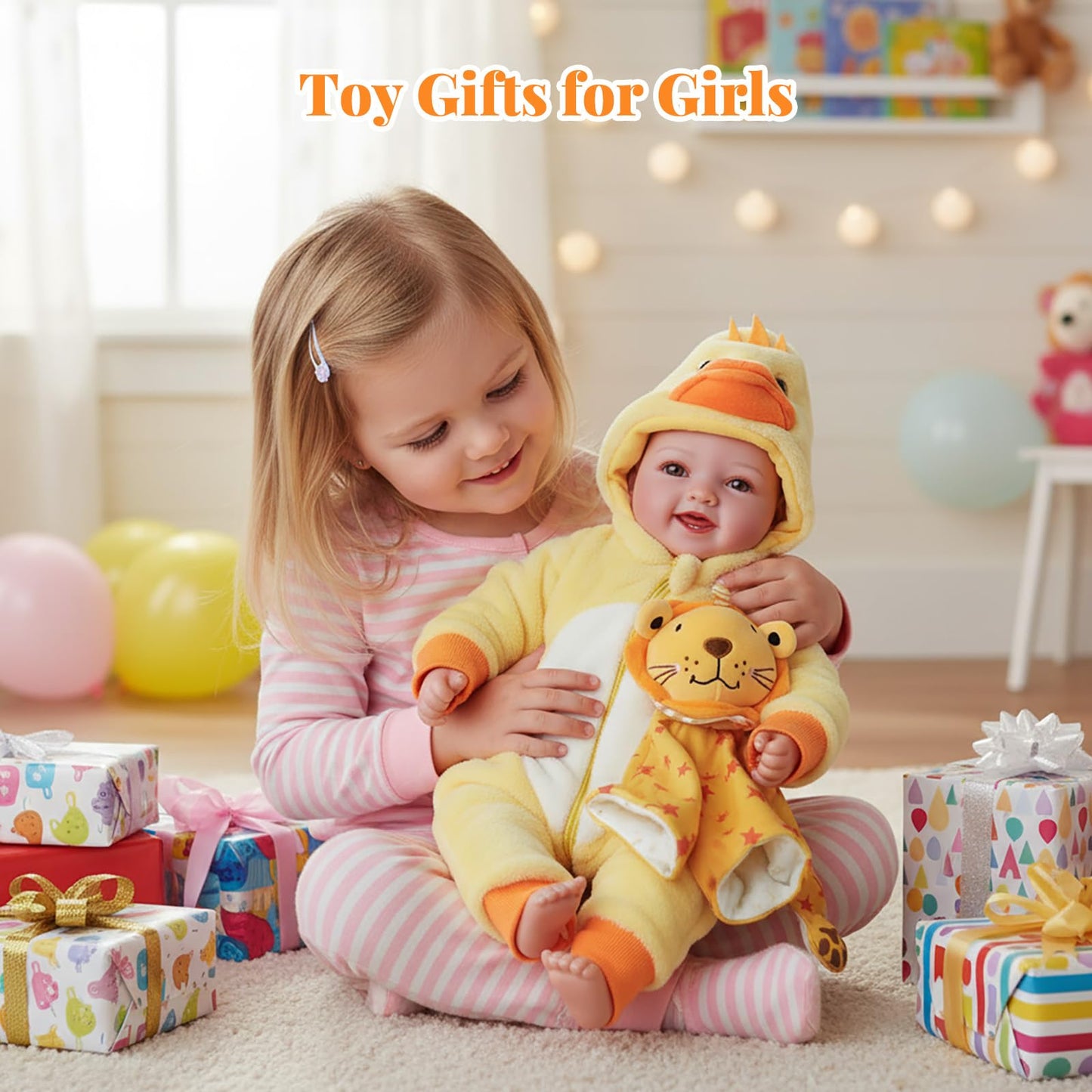 BABESIDE Lightweight Baby Doll Set – 15" Realistic Soft Doll for Girls, Easy to Carry & Hug – Pretend Play & Gift