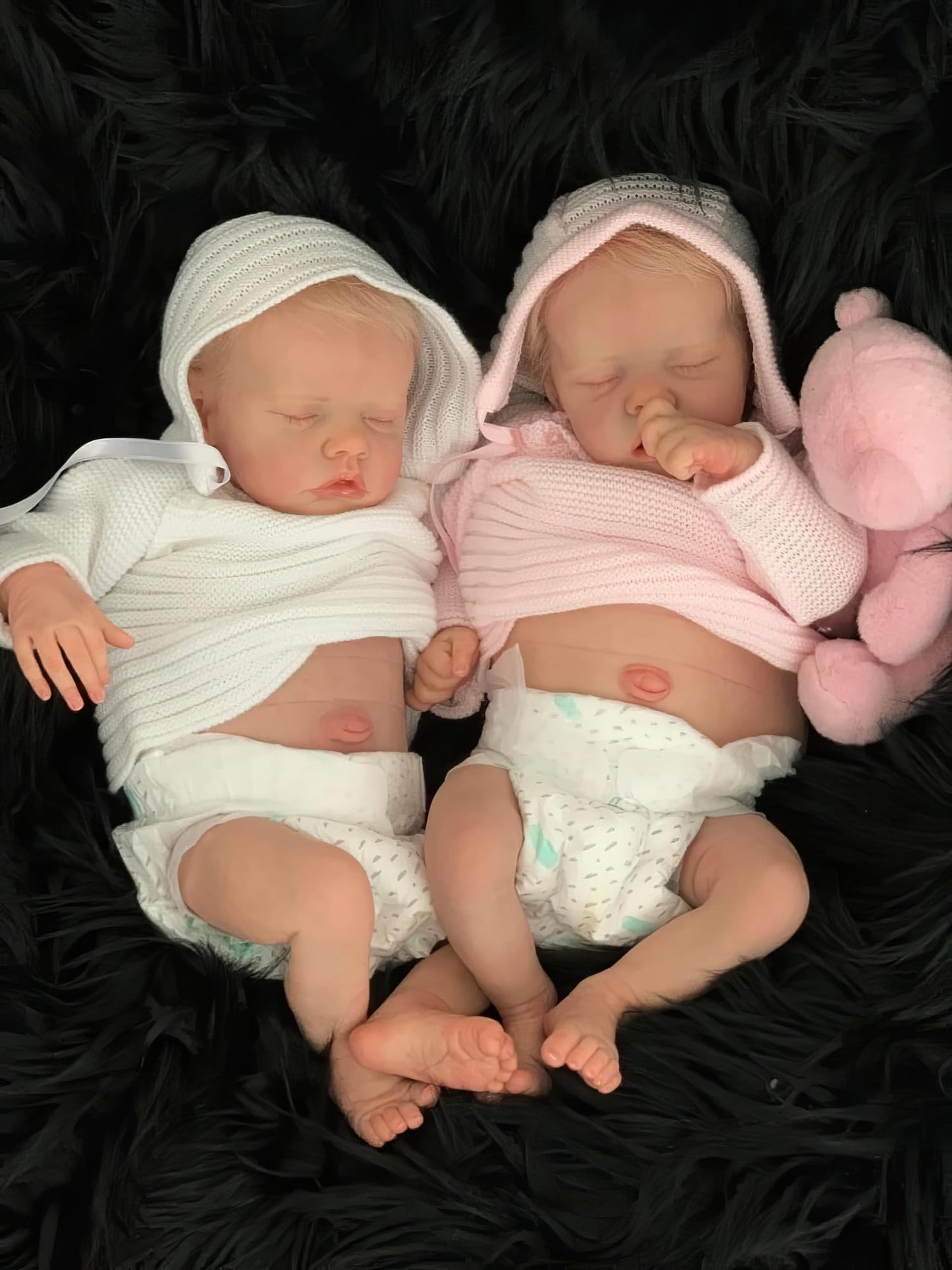 Ardol 18 Inch Realistic Reborn Baby Doll Twins - Lifelike Reborn Full Body Vinyl Boy & Girl Set with Golden Hair Sleeping Cuddly Doll Collectible Gift Set