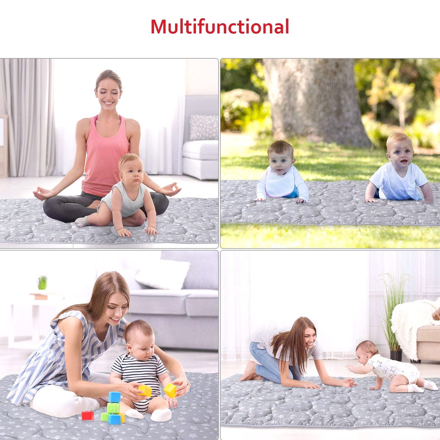 Baby Play Mat, Extra Large Thick Floor Play Mat, Non Slip Padded Baby Play Mat for Playing 79x63 Inches, One-Piece Baby Floor Mat for Babies, Toddlers
